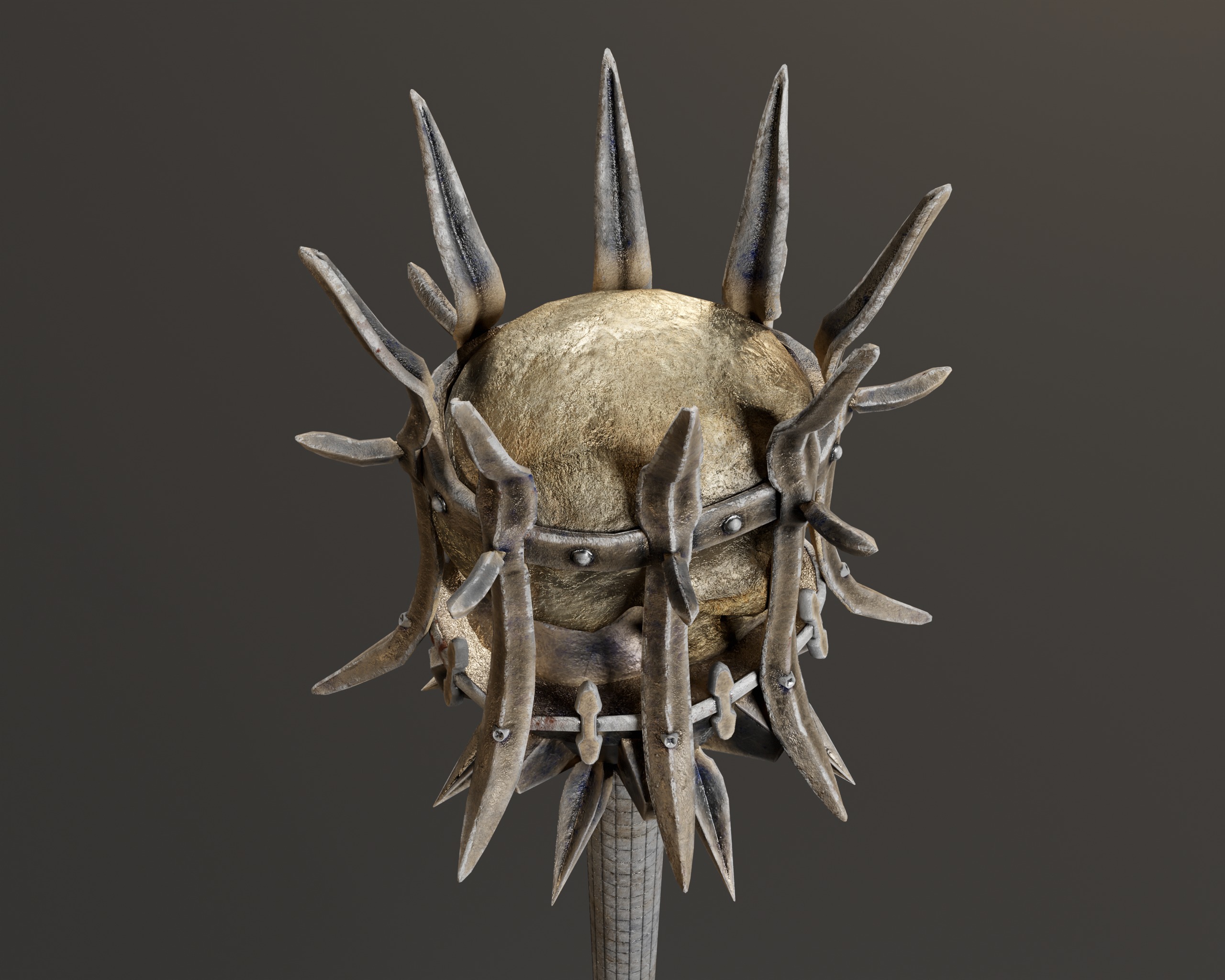 Skull Mace Low-poly 3D model_10