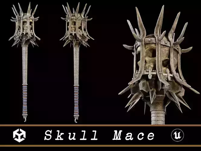Skull Mace Low-poly 3D model