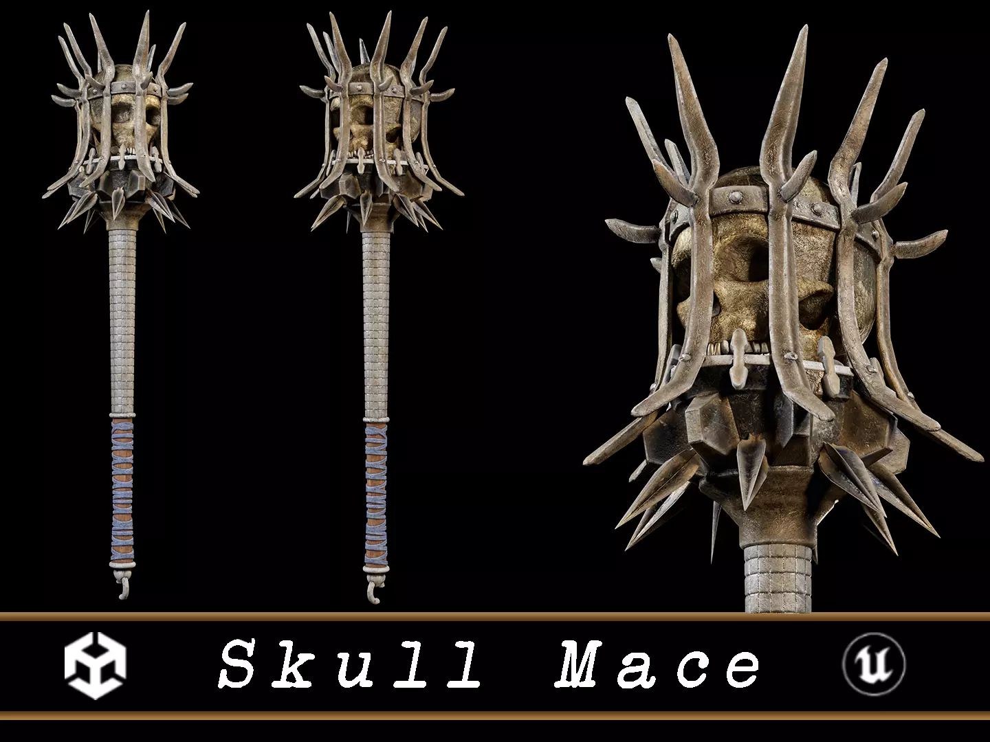 Skull Mace Low-poly 3D model_0
