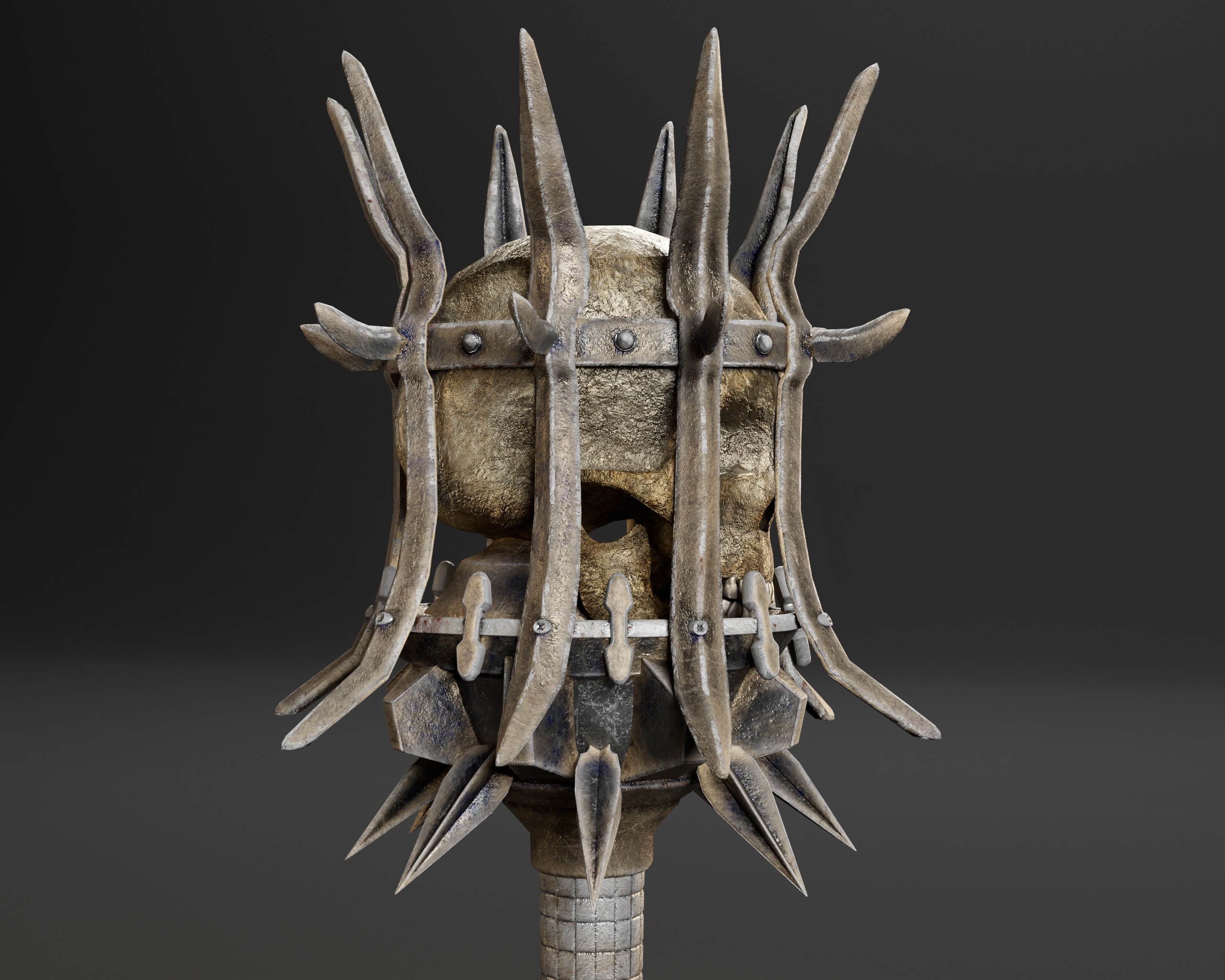 Skull Mace Low-poly 3D model_8