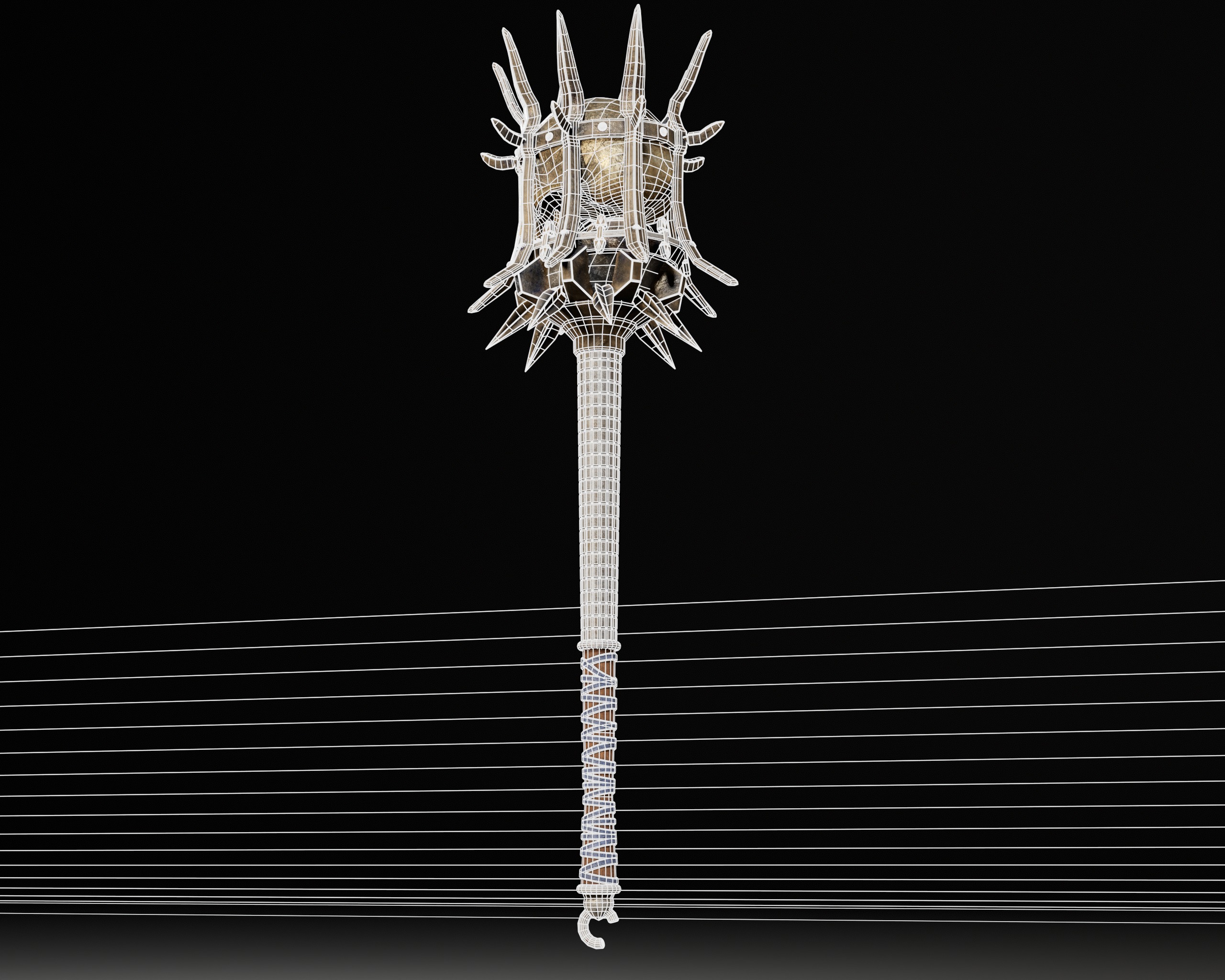 Skull Mace Low-poly 3D model_17