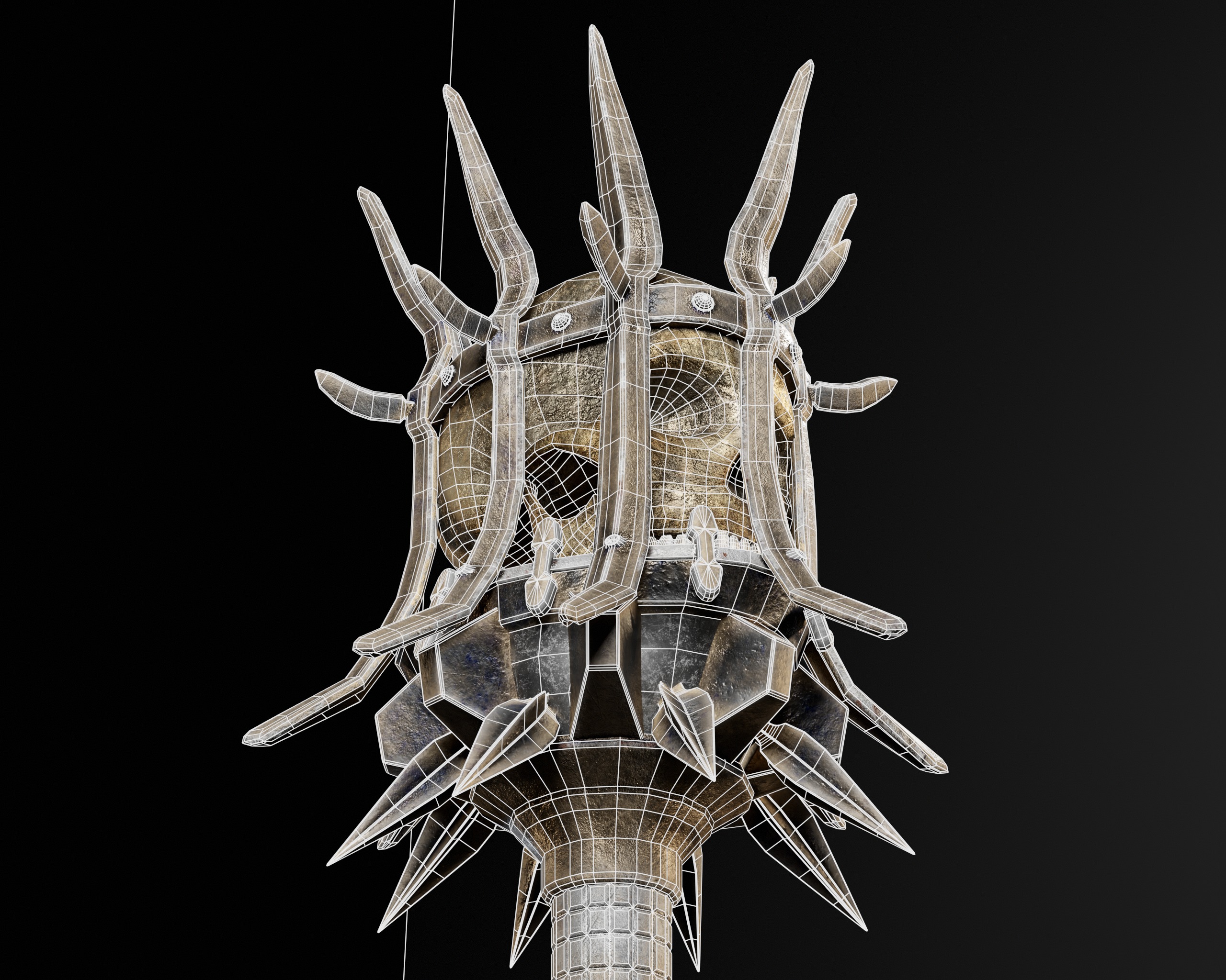 Skull Mace Low-poly 3D model_7