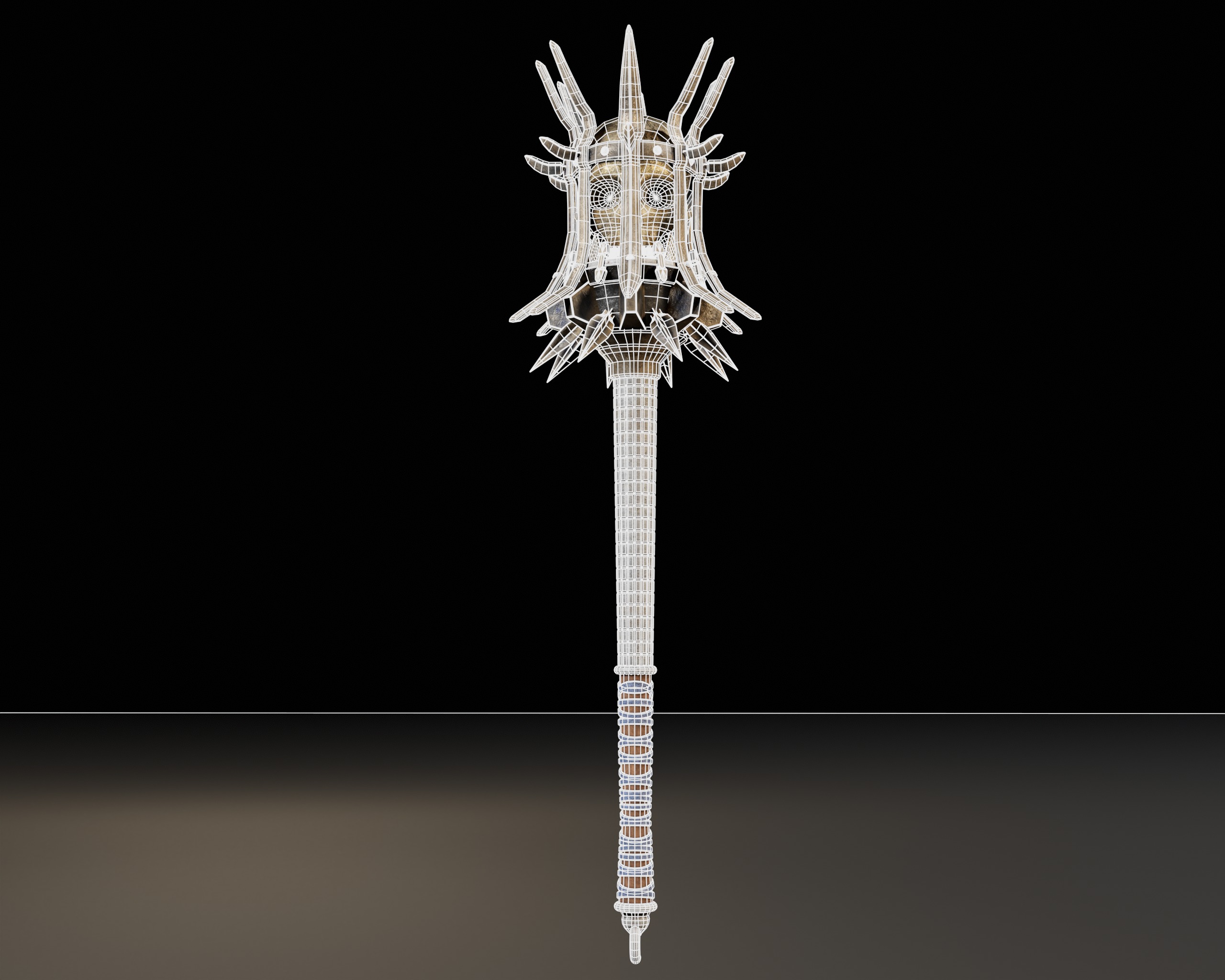 Skull Mace Low-poly 3D model_19