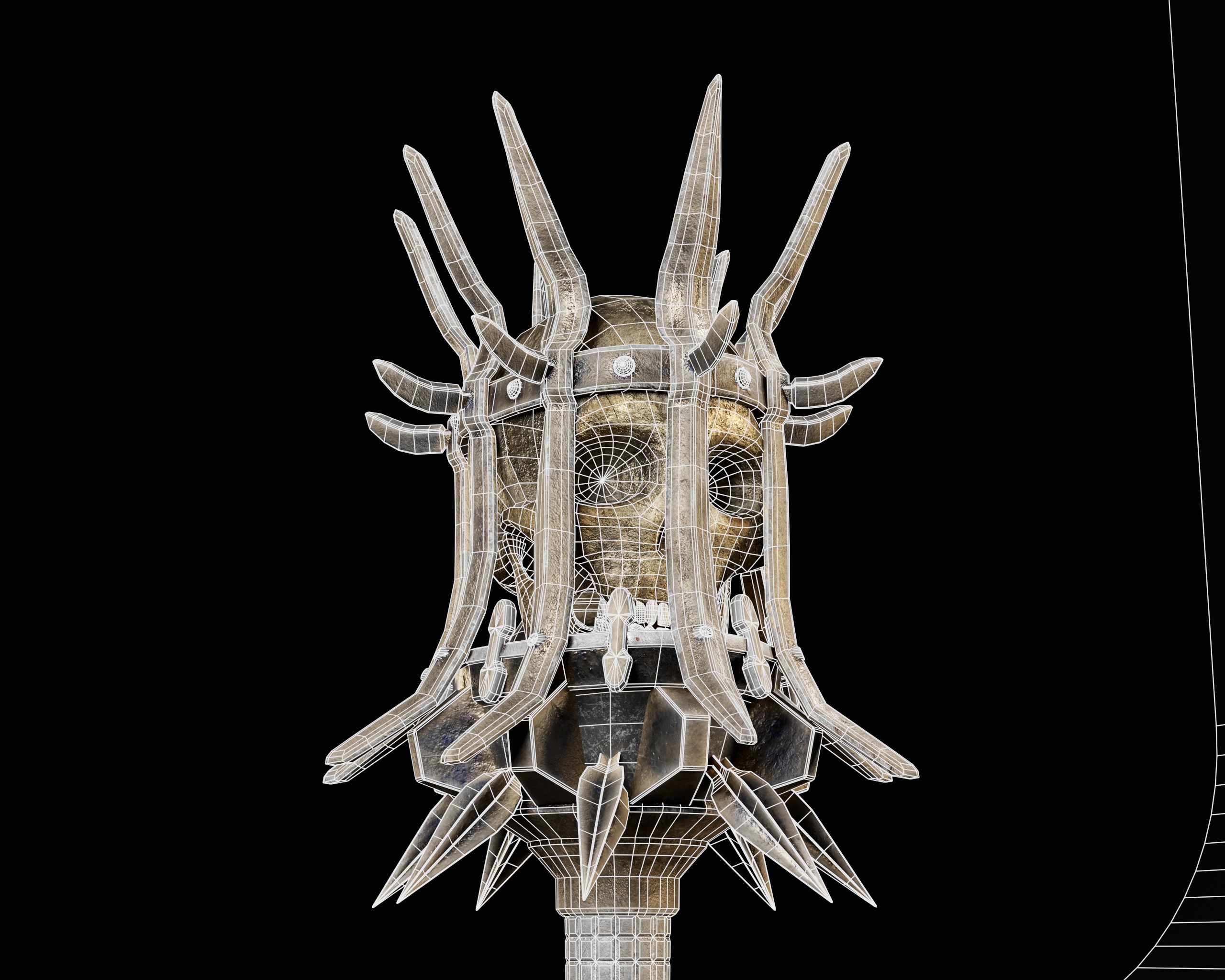 Skull Mace Low-poly 3D model_5