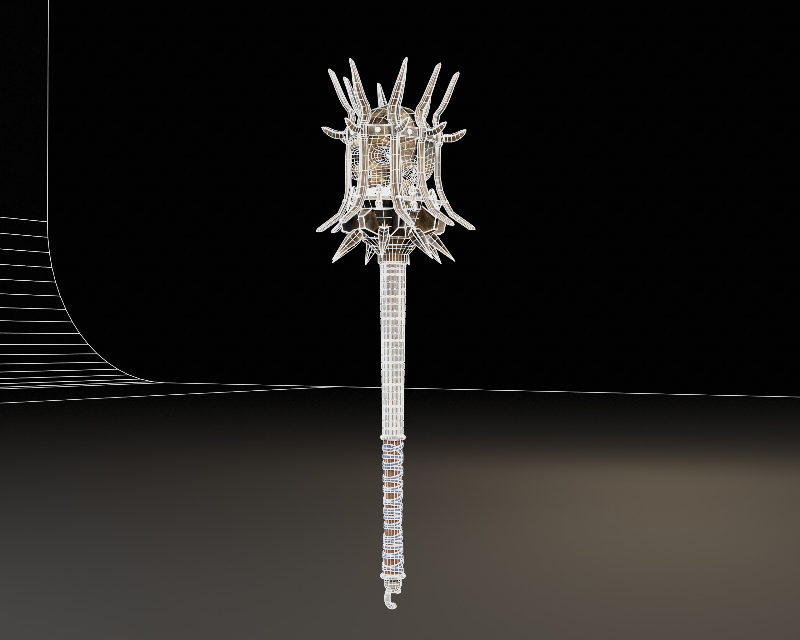 Skull Mace Low-poly 3D model_3
