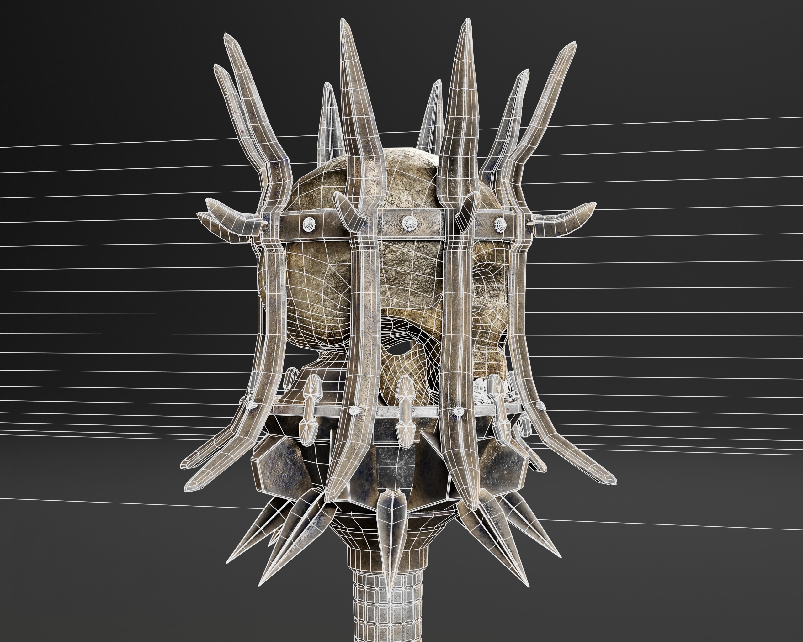 Skull Mace Low-poly 3D model_9