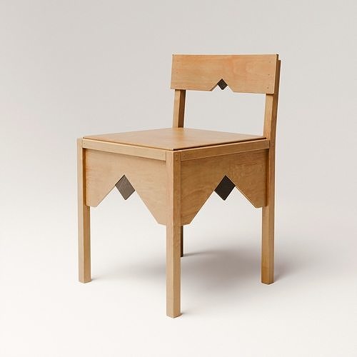 Art Deco Wooden Chair Low-poly 3D model