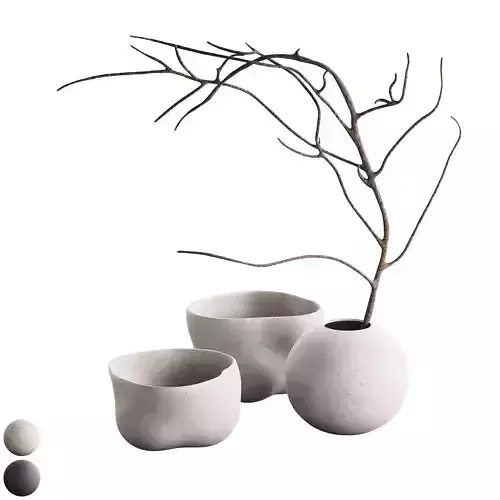 466 decorative vases and pots 08 deformed folded vases 3D model