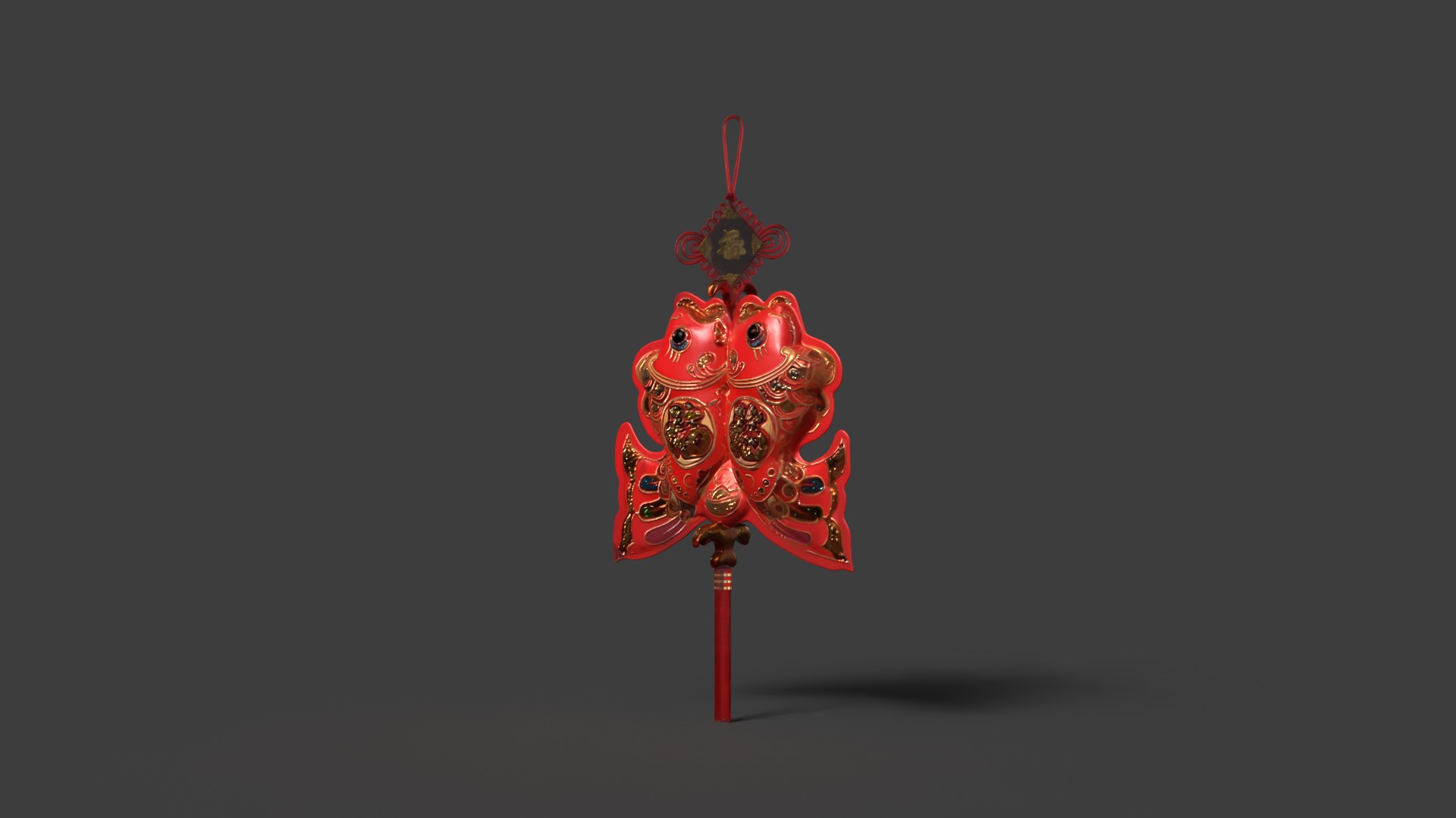 Chinese fish knot figure Low-poly 3D model_3