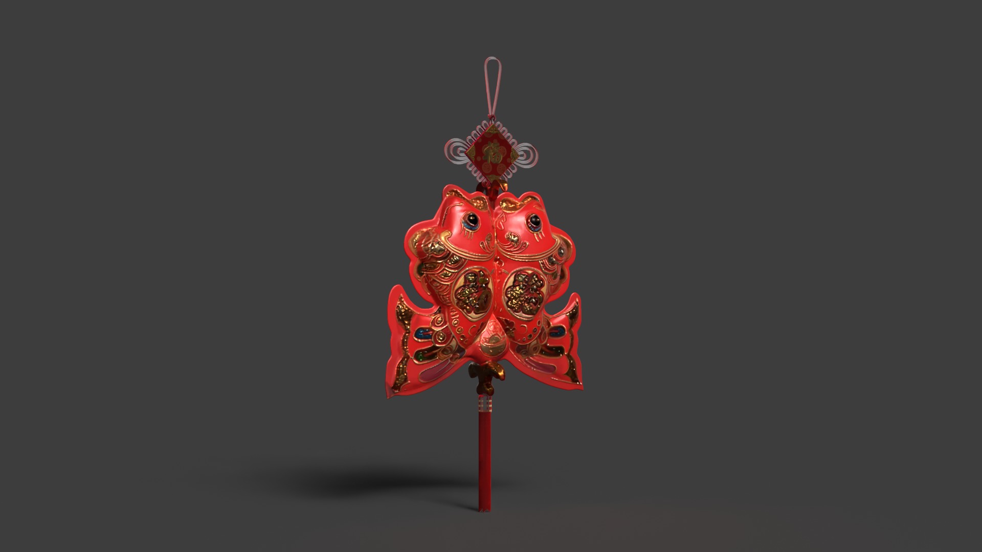 Chinese fish knot figure Low-poly 3D model_4