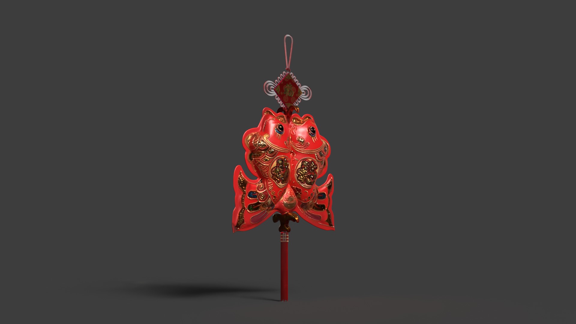 Chinese fish knot figure Low-poly 3D model_5