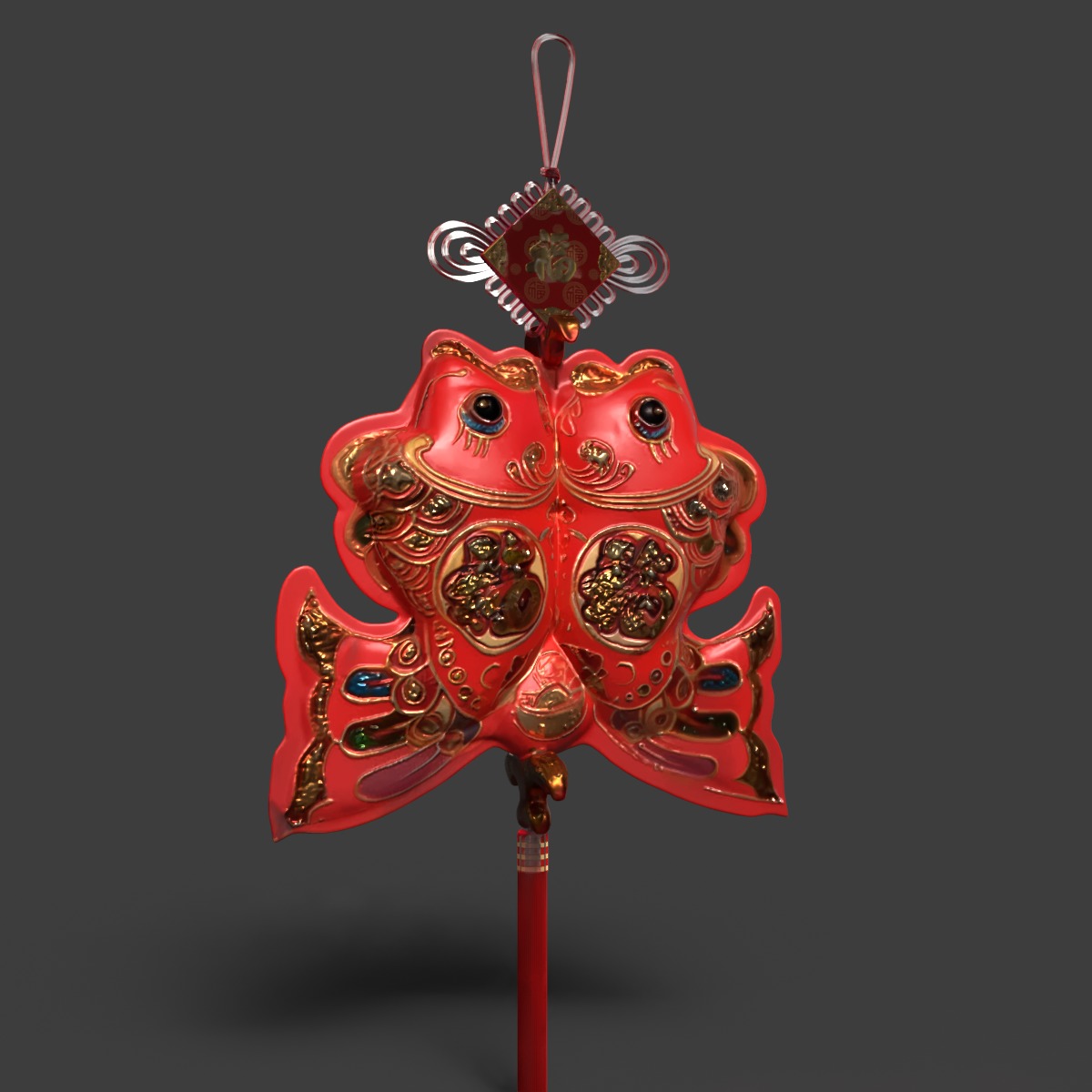 Chinese fish knot figure Low-poly 3D model_6