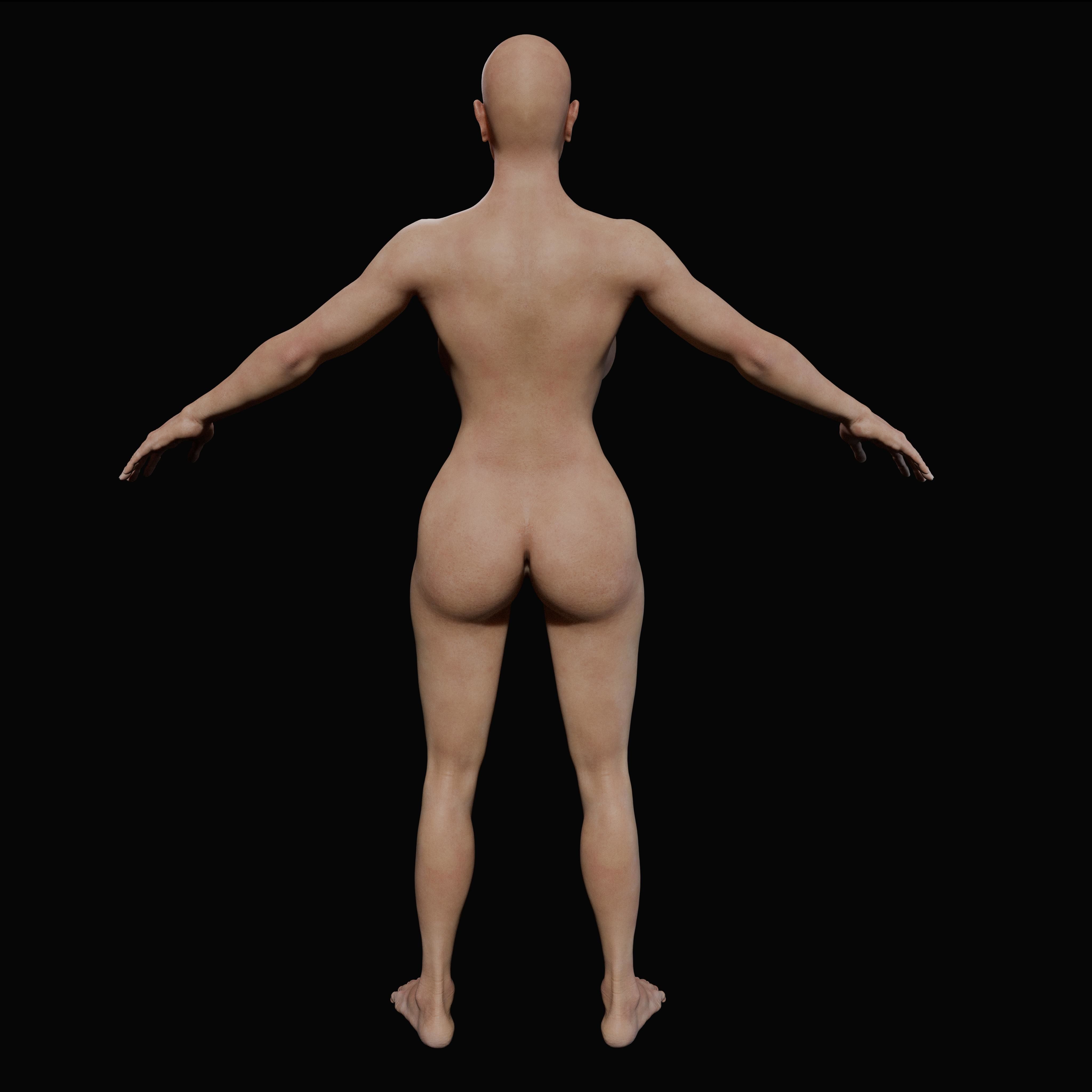 Unsually attractive female base model with 4K Texture Low-poly 3D model_18
