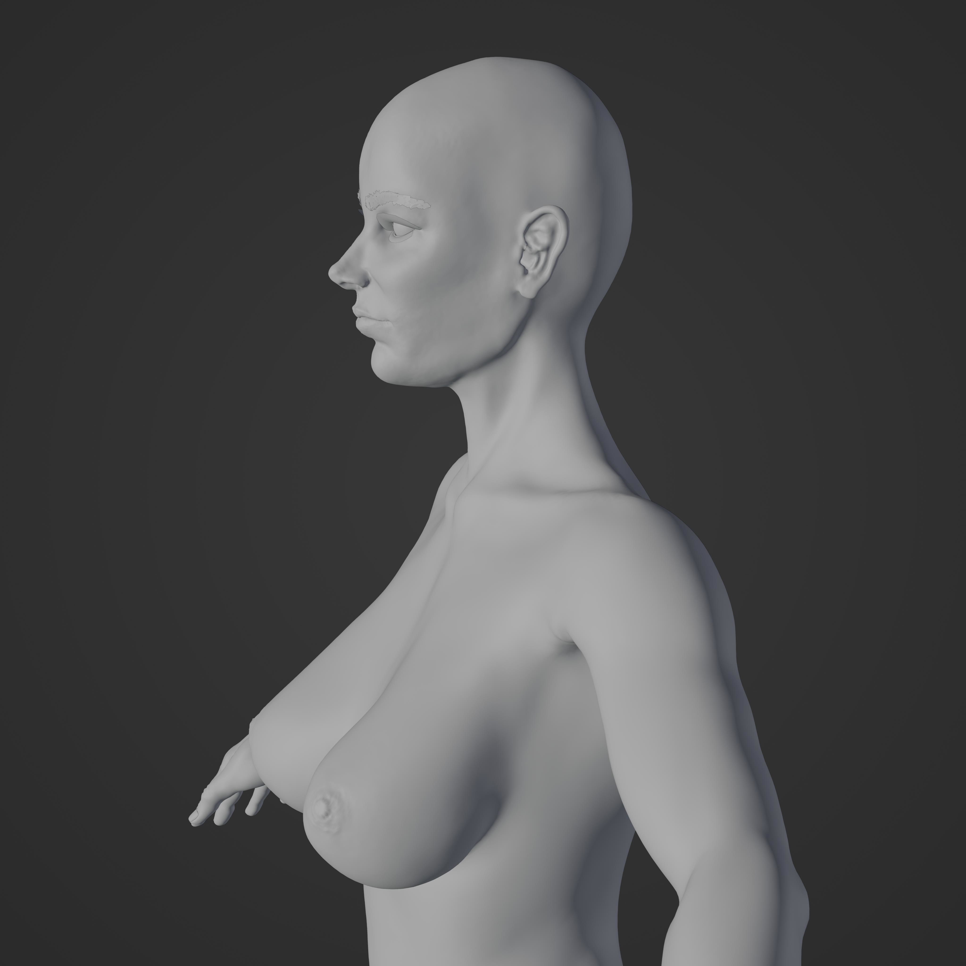 Unsually attractive female base model with 4K Texture Low-poly 3D model_7
