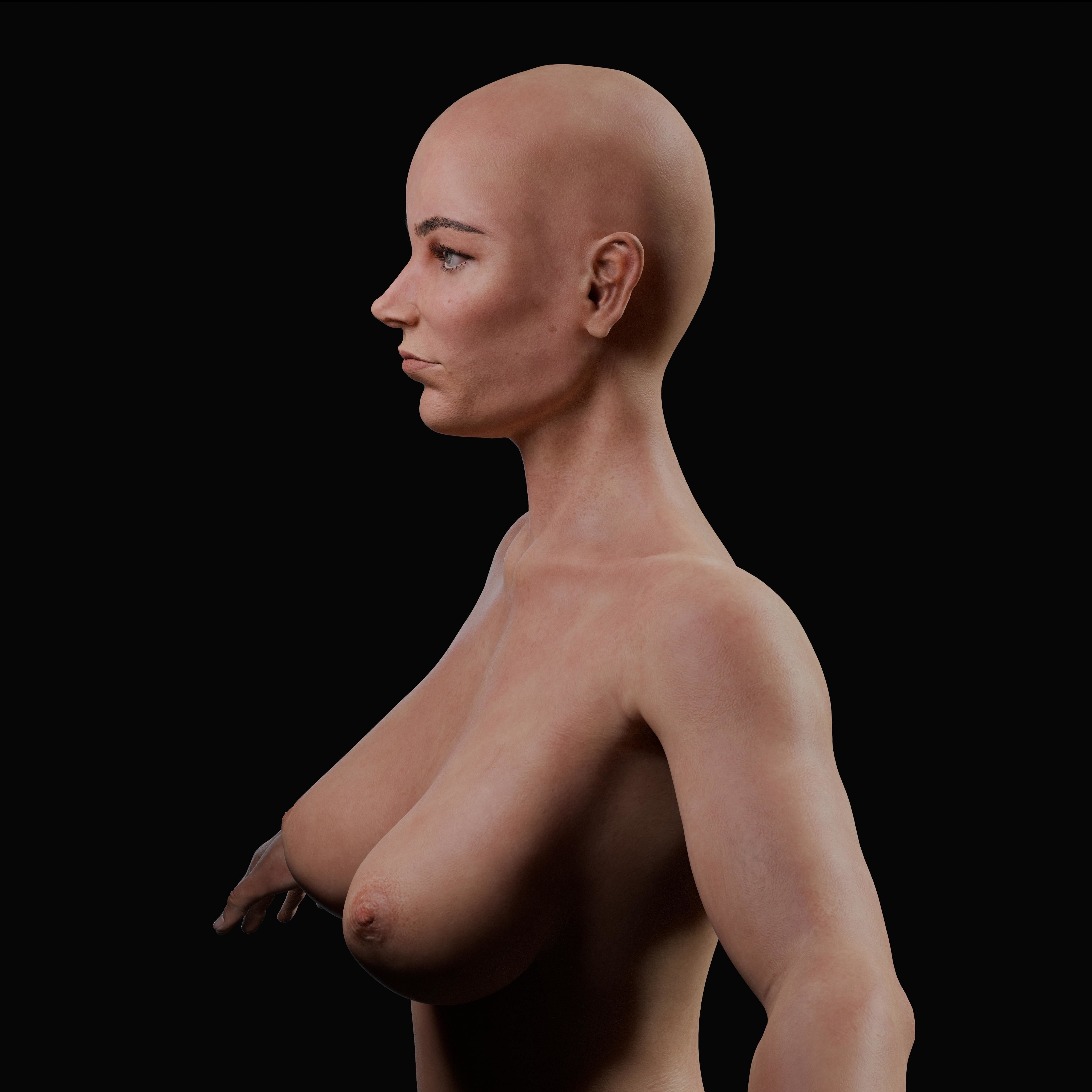 Unsually attractive female base model with 4K Texture Low-poly 3D model_6
