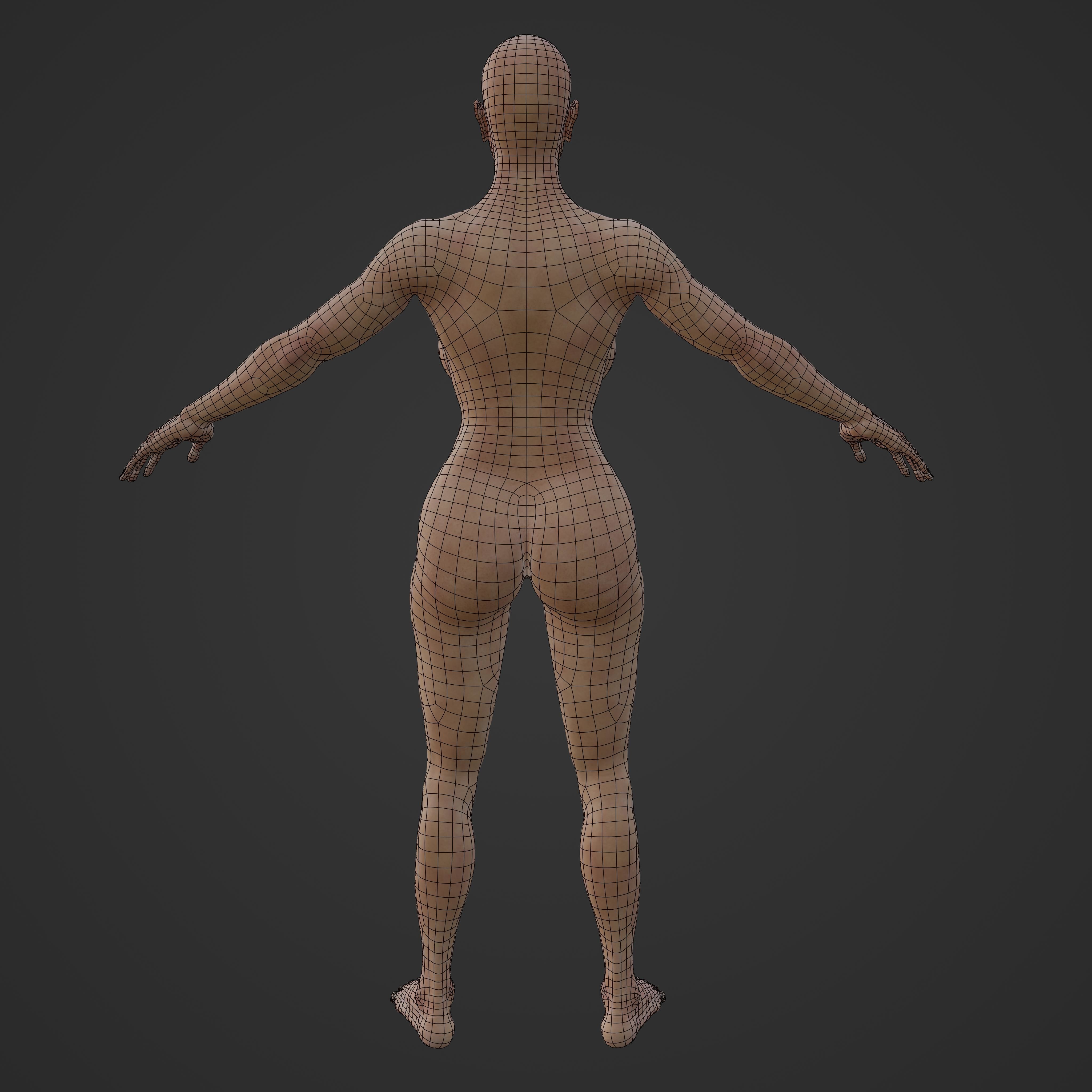 Unsually attractive female base model with 4K Texture Low-poly 3D model_20