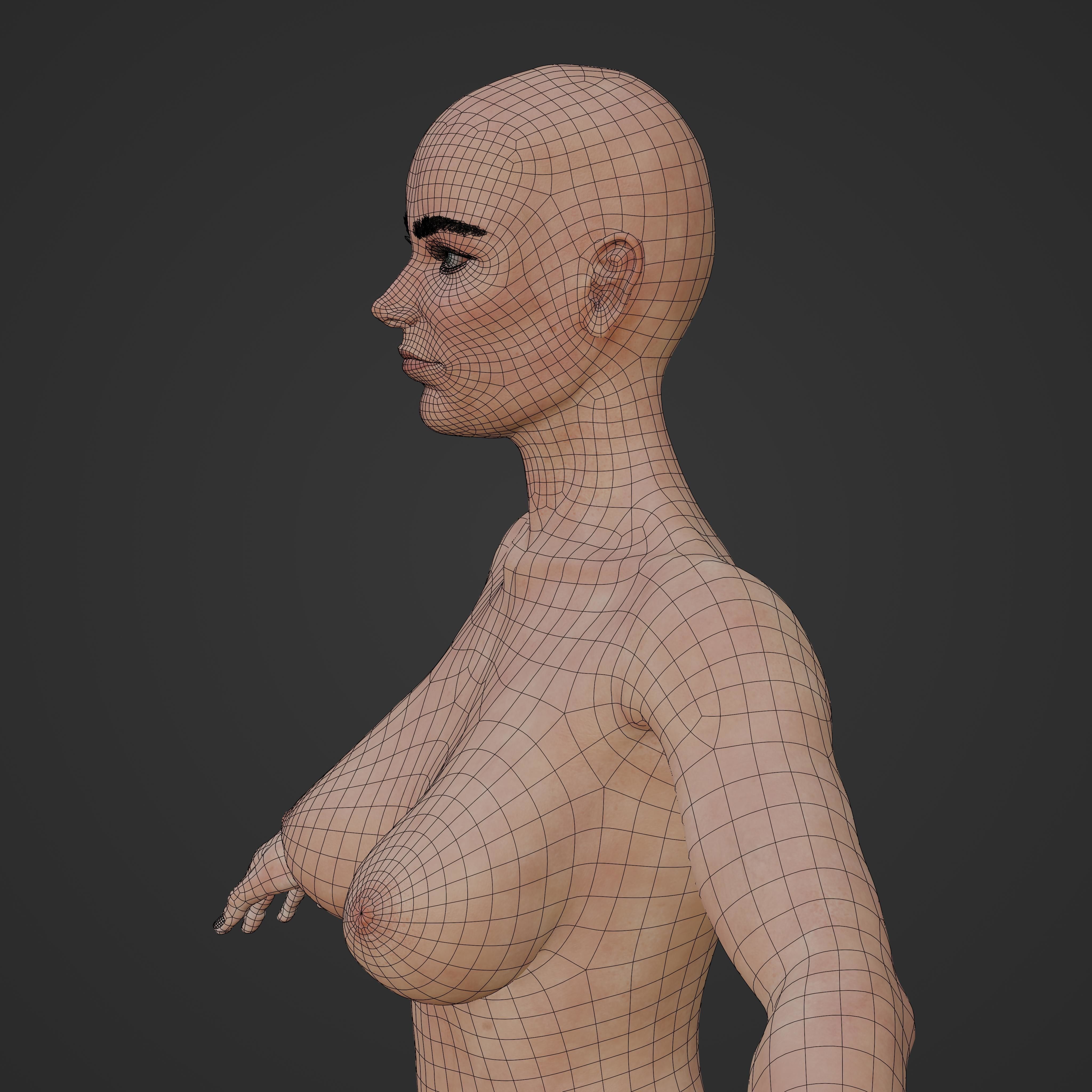 Unsually attractive female base model with 4K Texture Low-poly 3D model_8