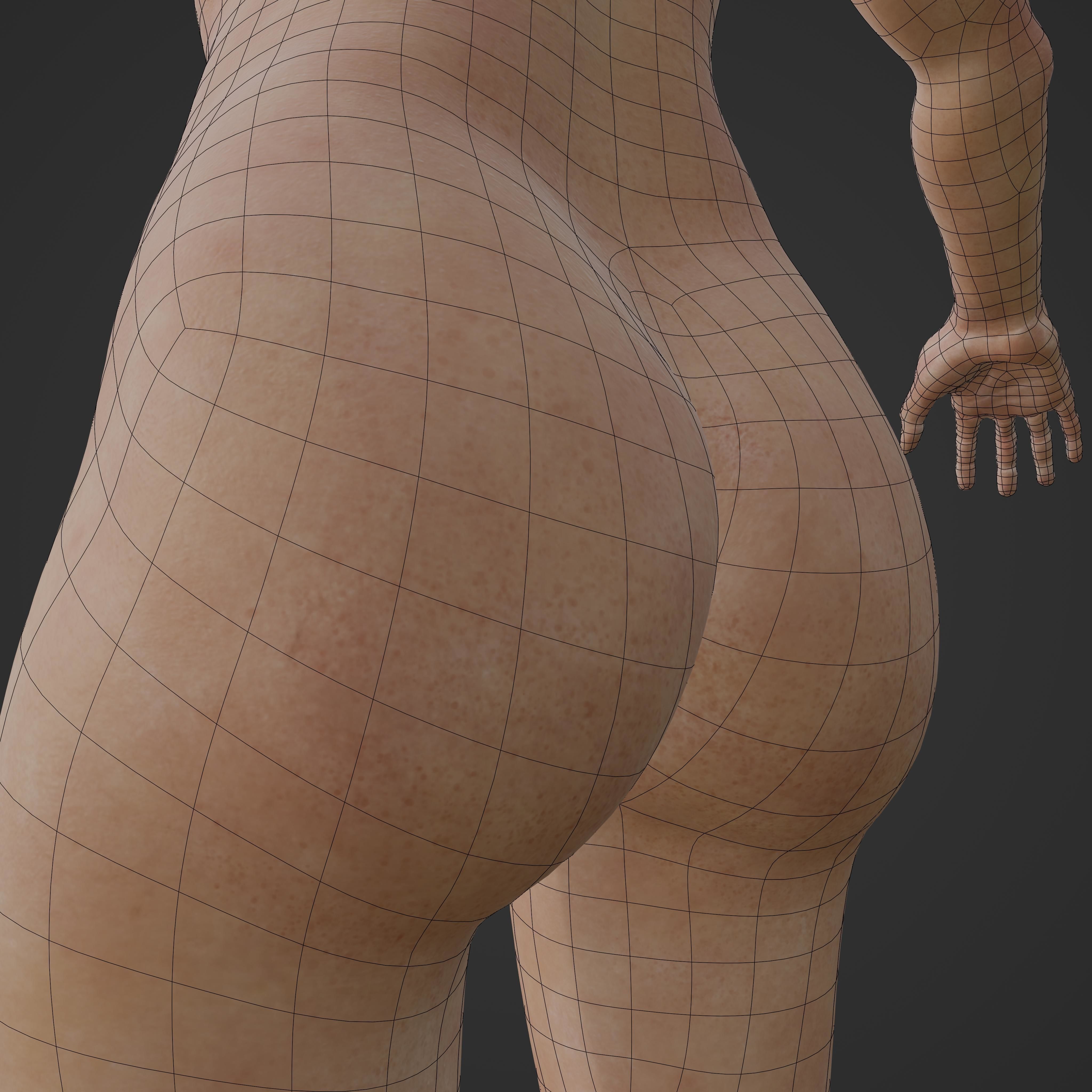 Unsually attractive female base model with 4K Texture Low-poly 3D model_14