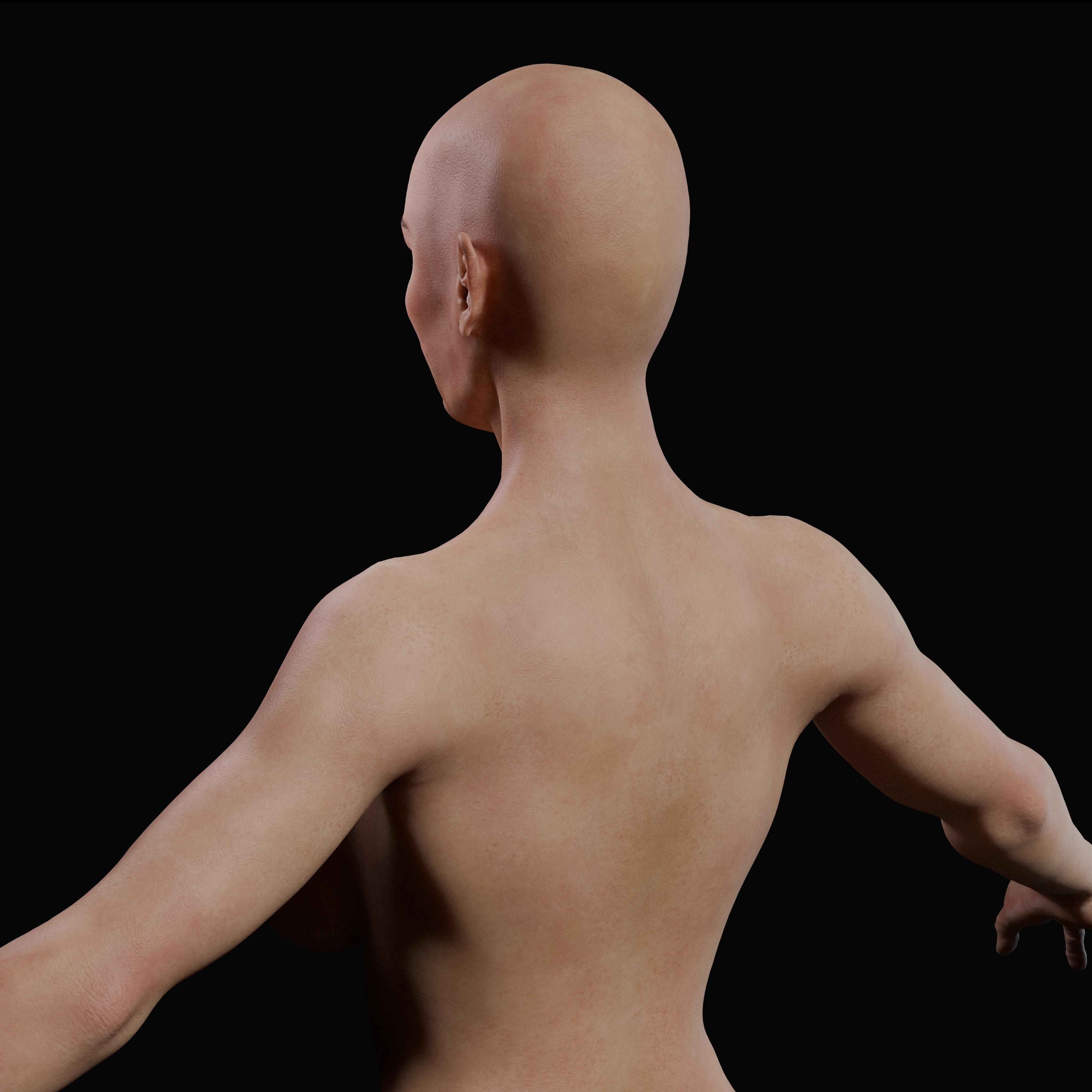 Unsually attractive female base model with 4K Texture Low-poly 3D model_9