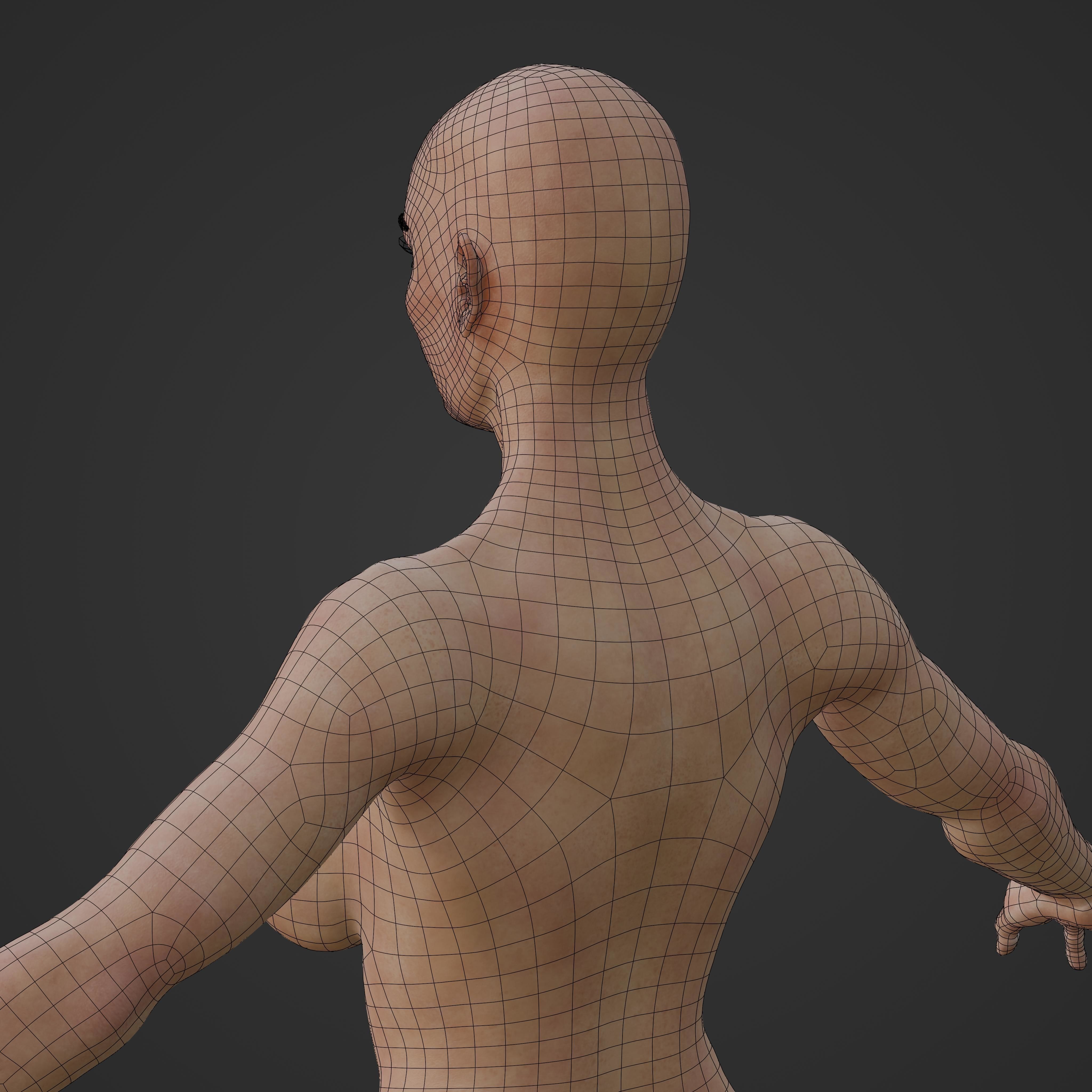 Unsually attractive female base model with 4K Texture Low-poly 3D model_11