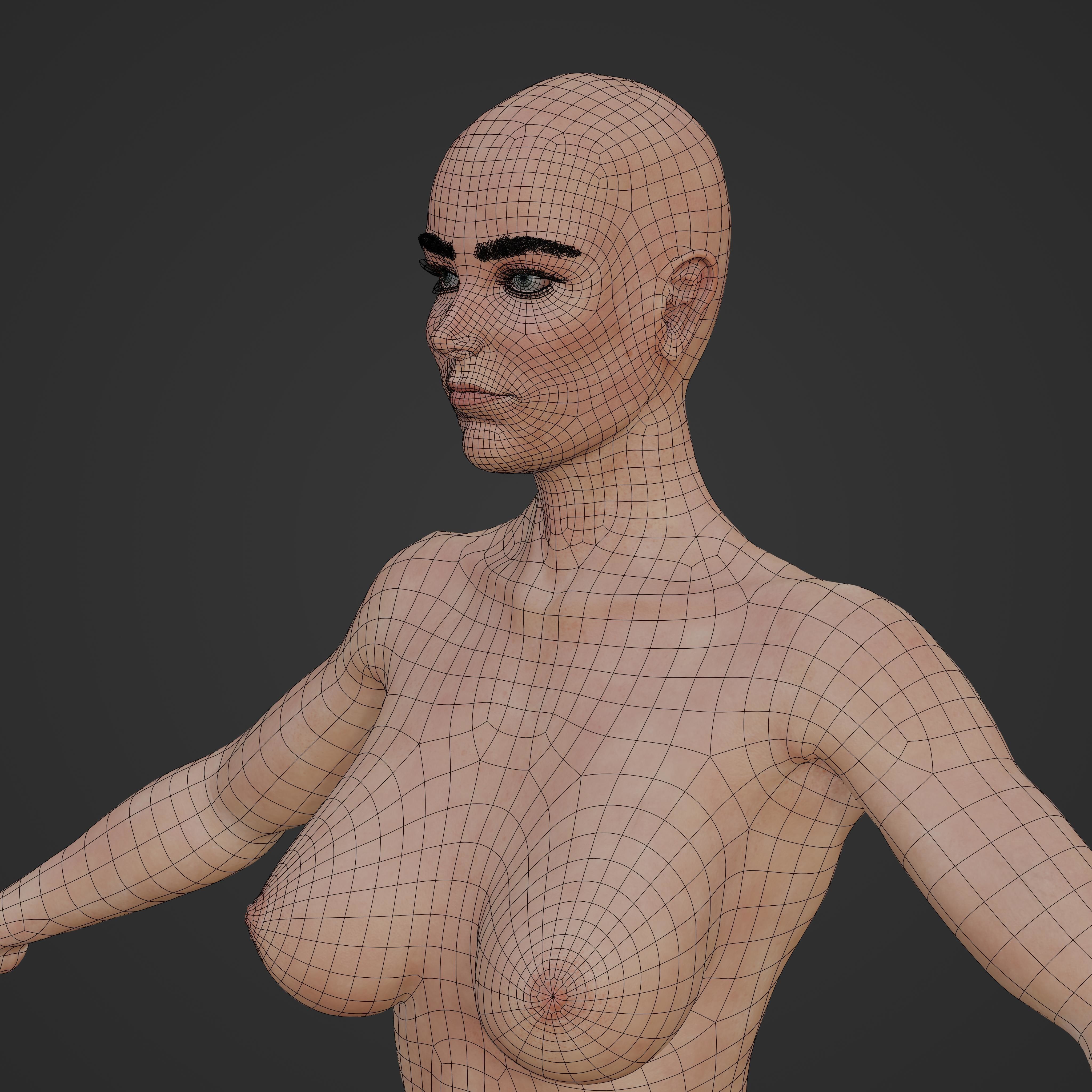 Unsually attractive female base model with 4K Texture Low-poly 3D model_5