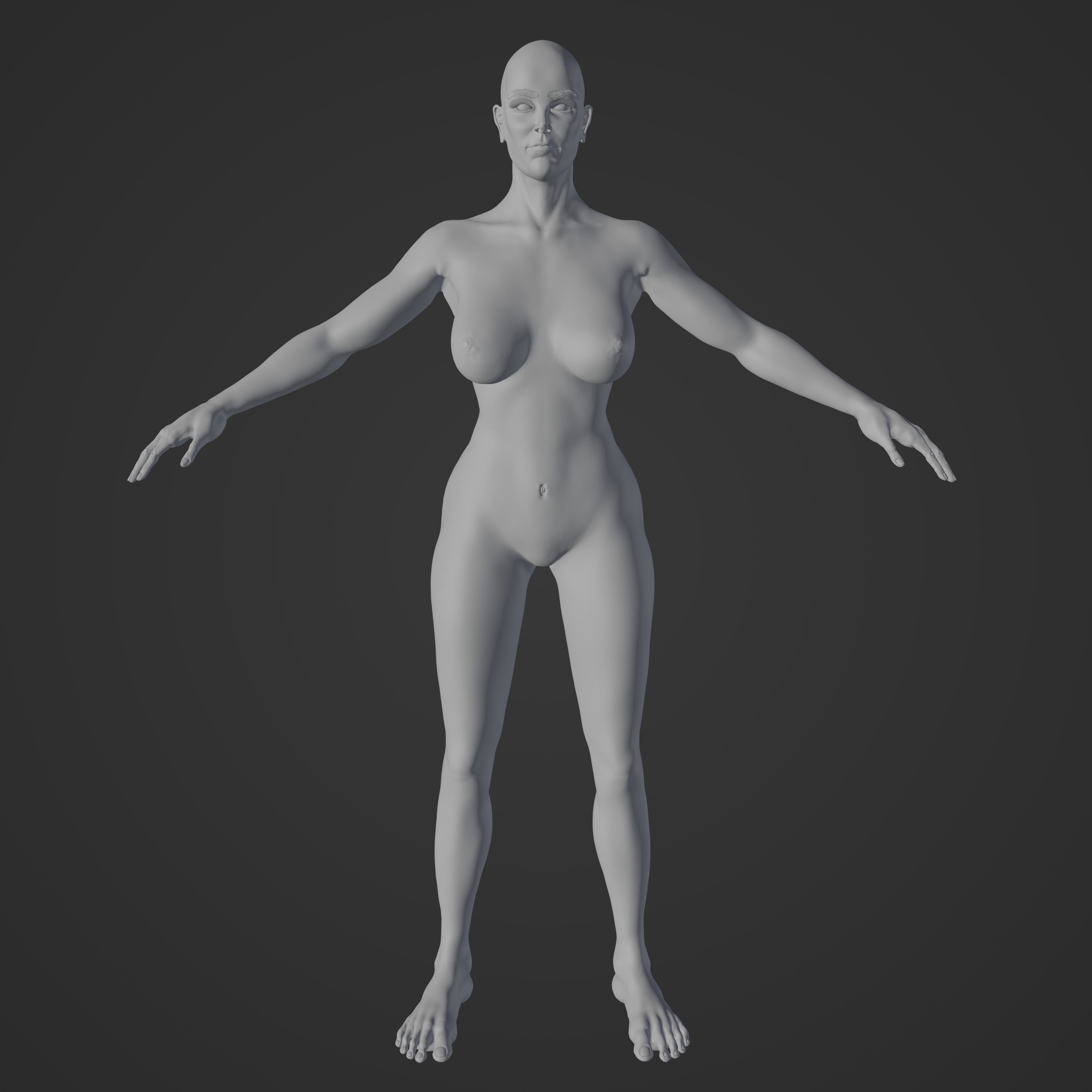 Unsually attractive female base model with 4K Texture Low-poly 3D model_22