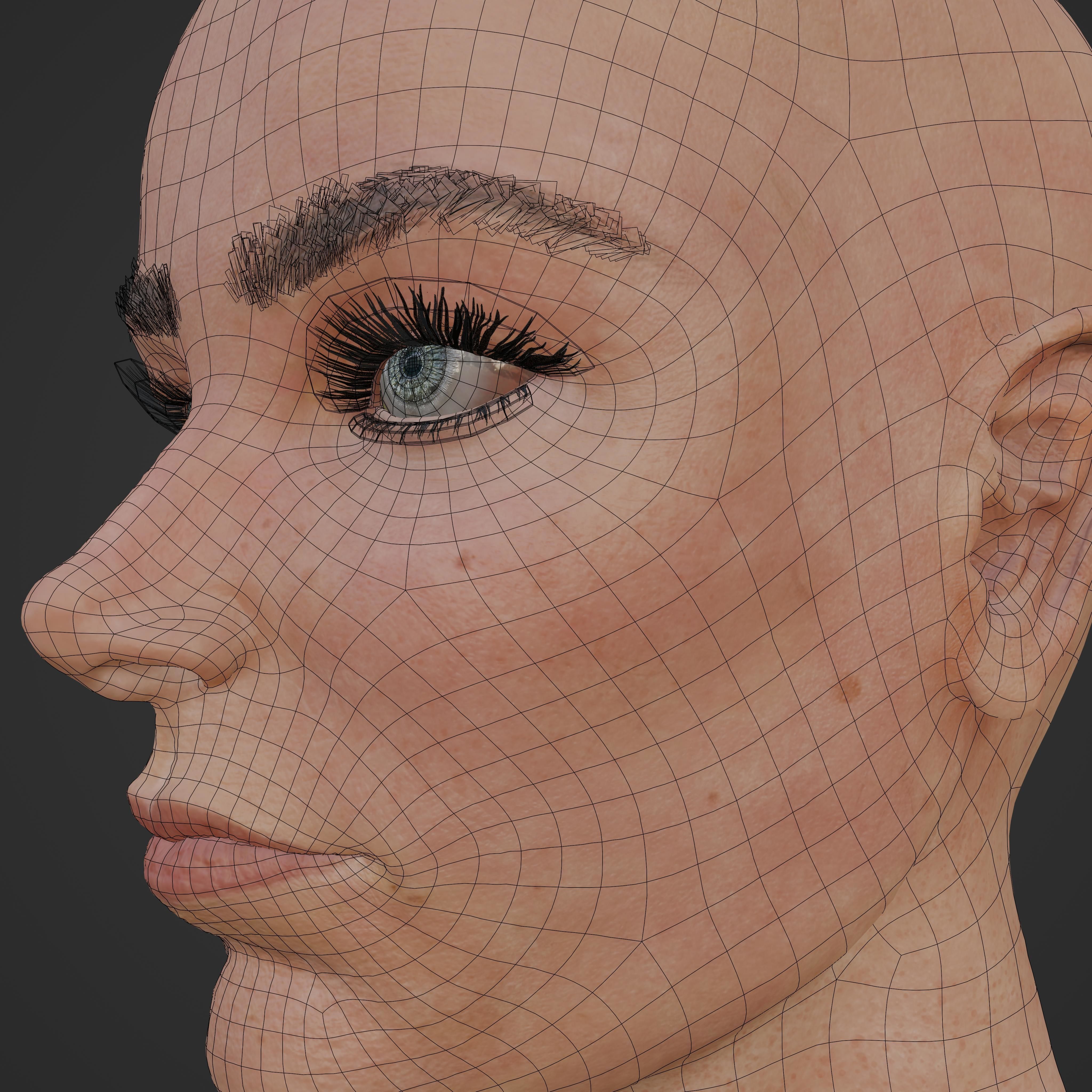 Unsually attractive female base model with 4K Texture Low-poly 3D model_17