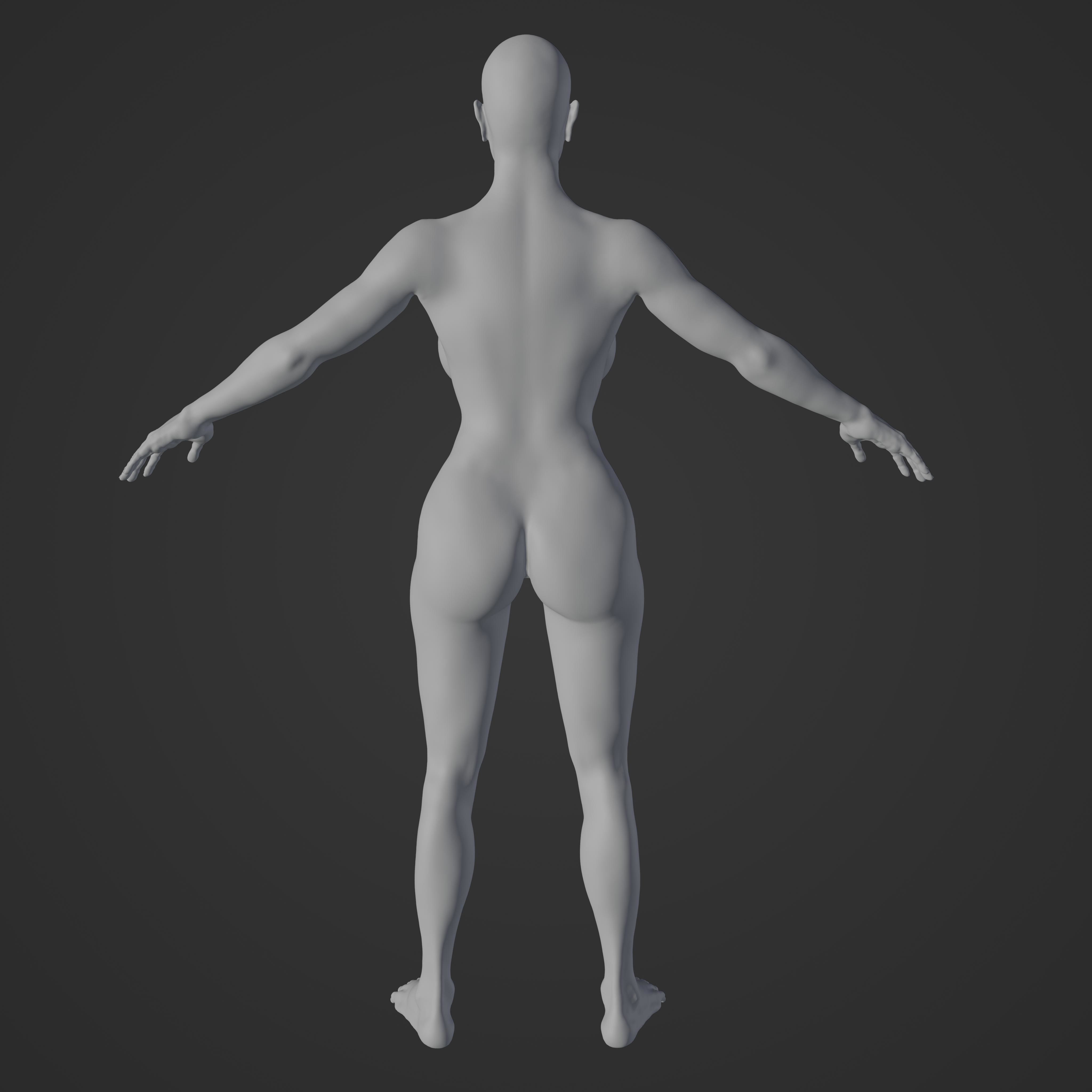 Unsually attractive female base model with 4K Texture Low-poly 3D model_19