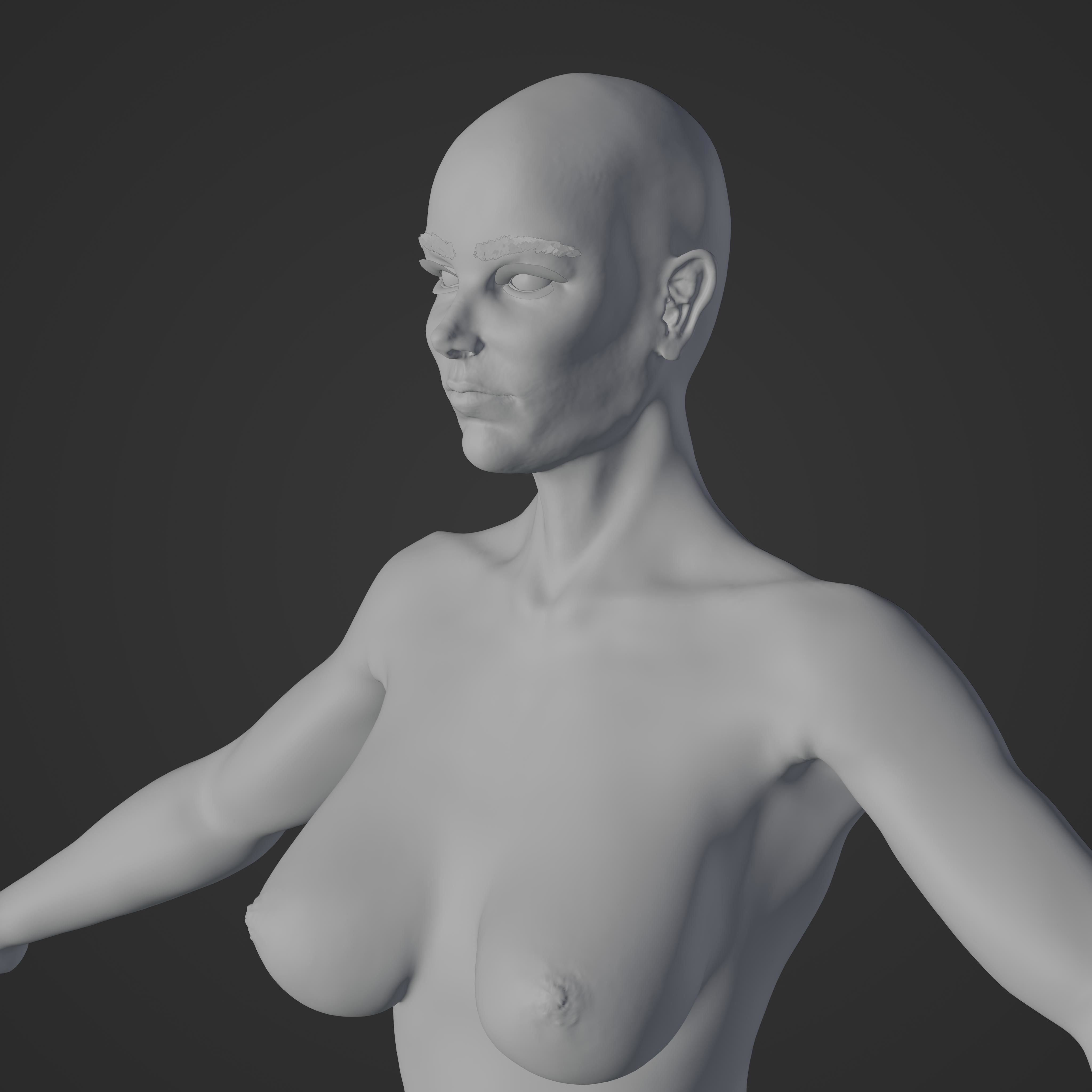 Unsually attractive female base model with 4K Texture Low-poly 3D model_4