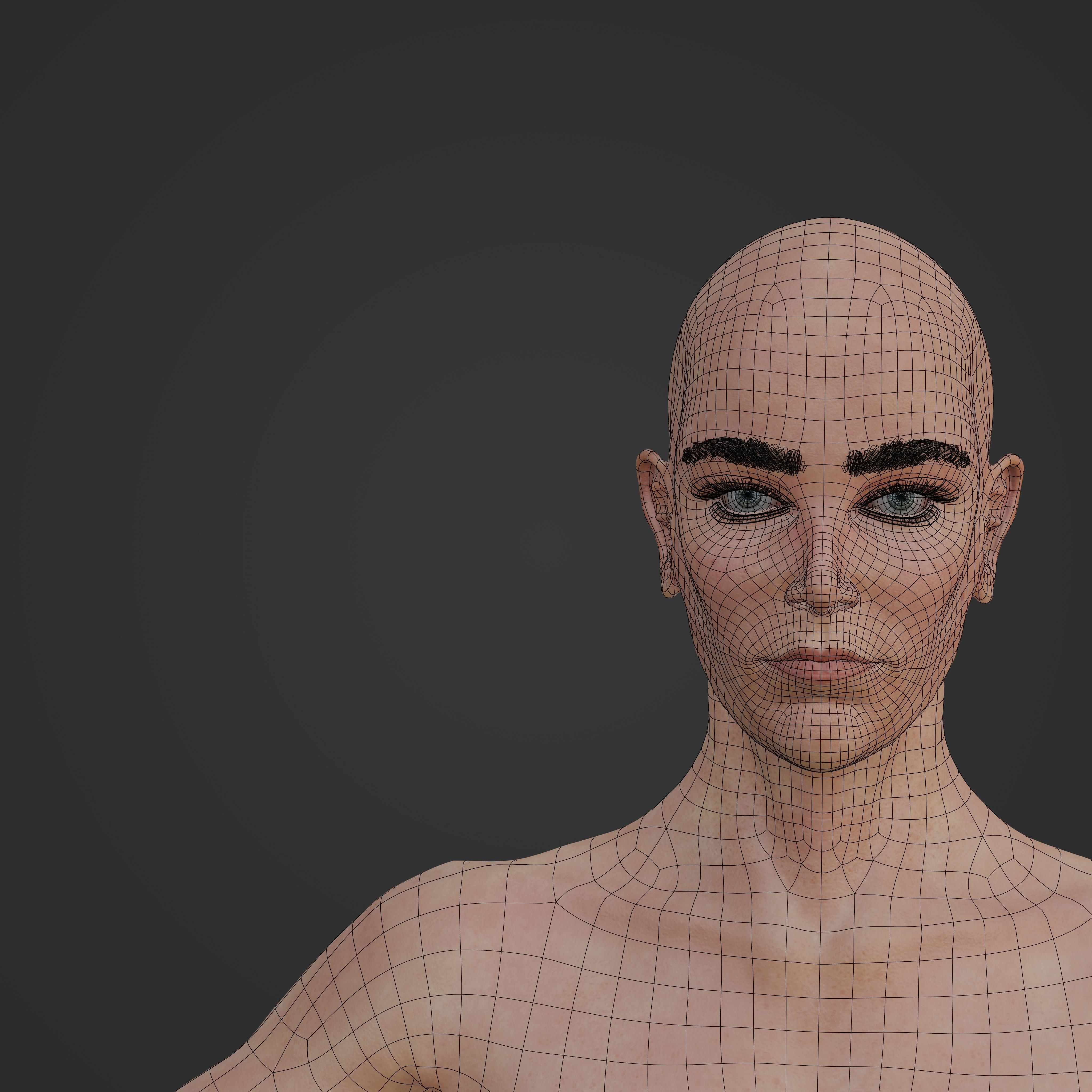 Unsually attractive female base model with 4K Texture Low-poly 3D model_2