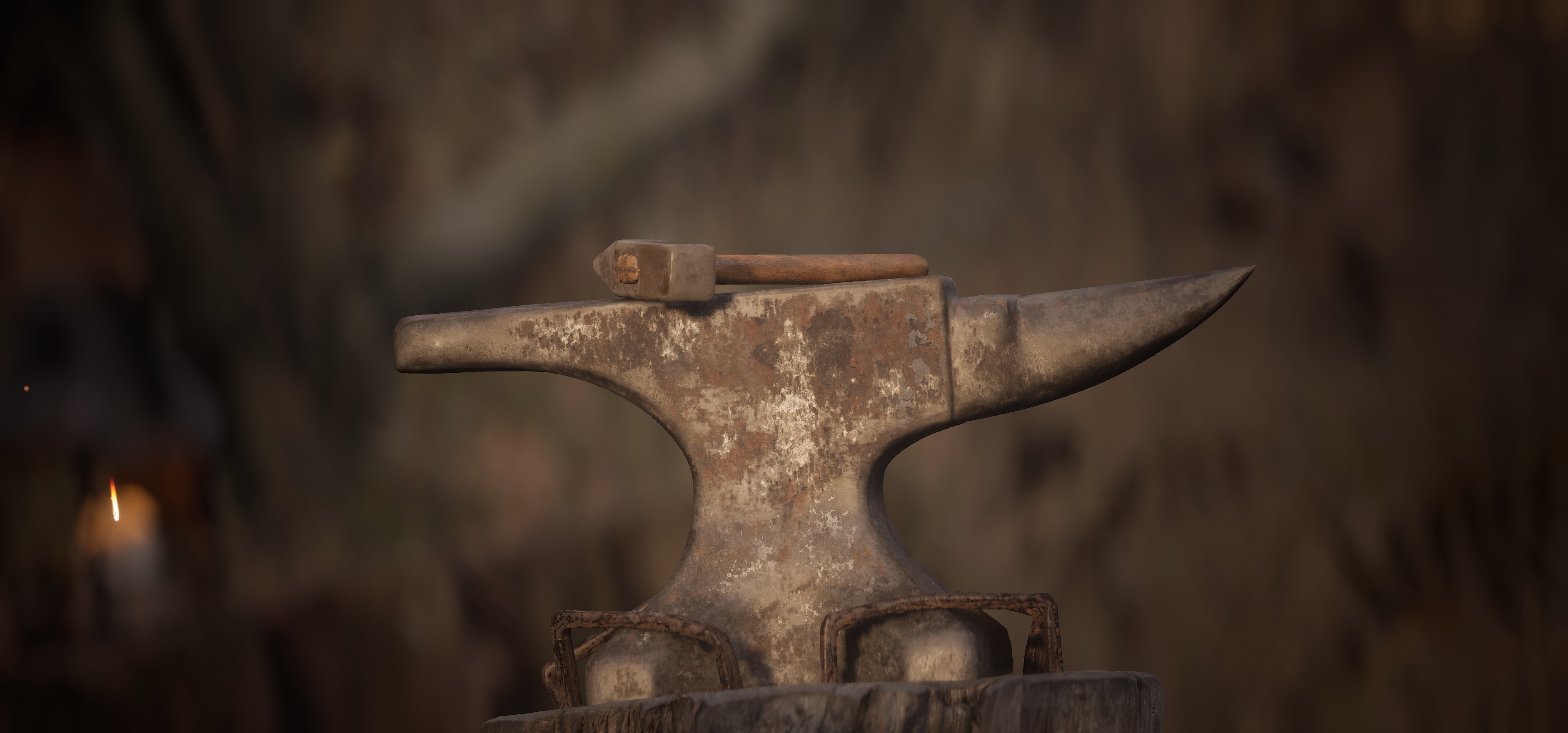 Rustic Anvil Hammer and Stump 3D Models - 8K PBR Nanite Ready Low-poly 3D model_2