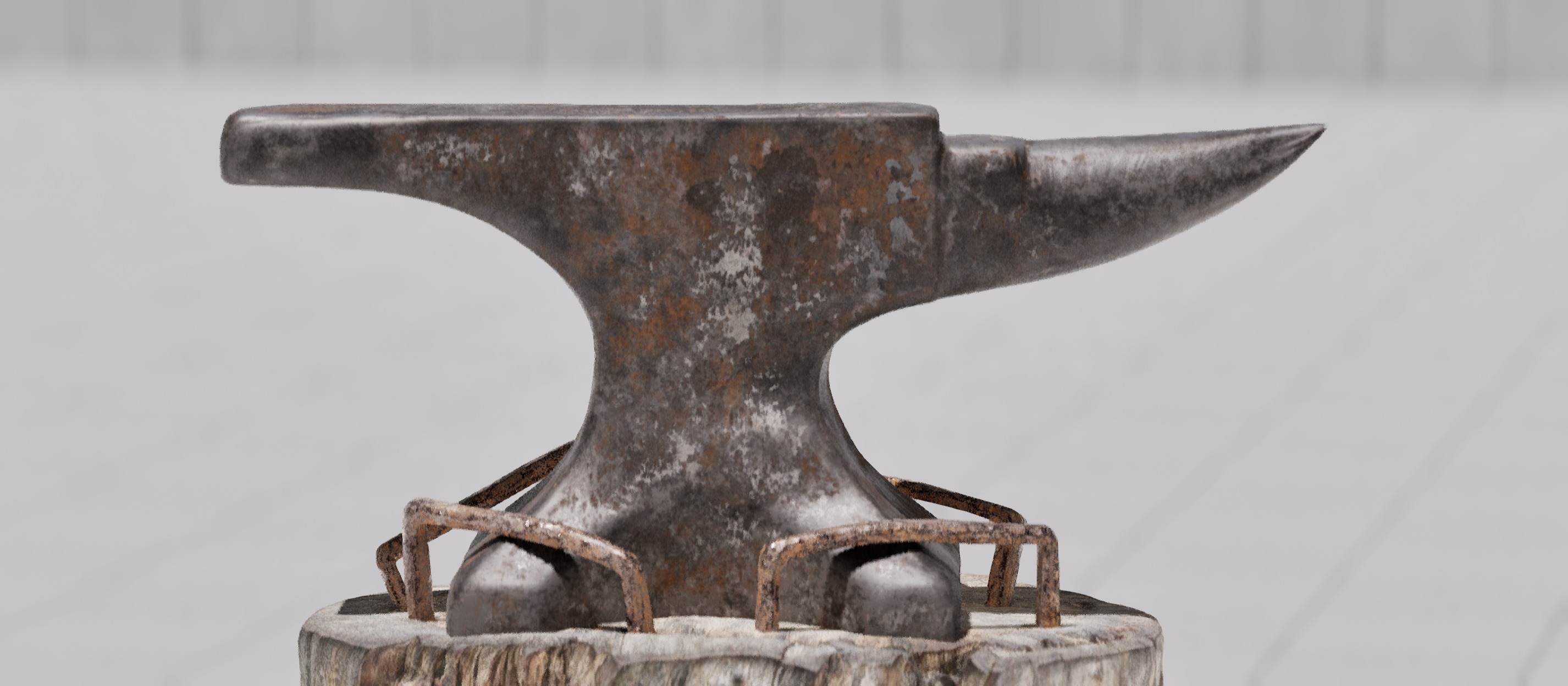 Rustic Anvil Hammer and Stump 3D Models - 8K PBR Nanite Ready Low-poly 3D model_10