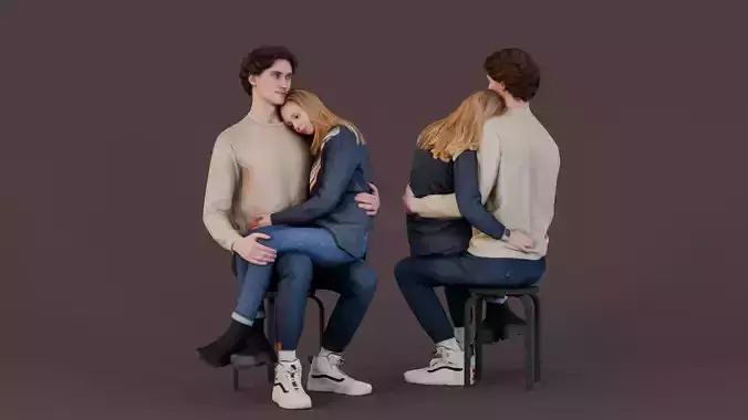 Intimate Moment - Couple Sitting Together 3D model