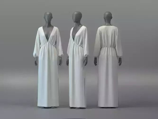 Deep V-Neck Maxi Dress