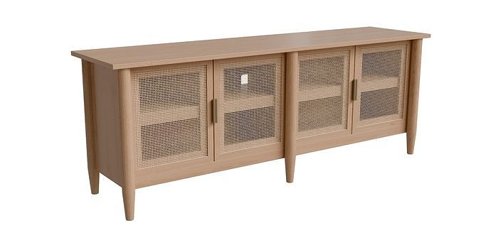 Wood And Cane Media Console Low-poly 3D model