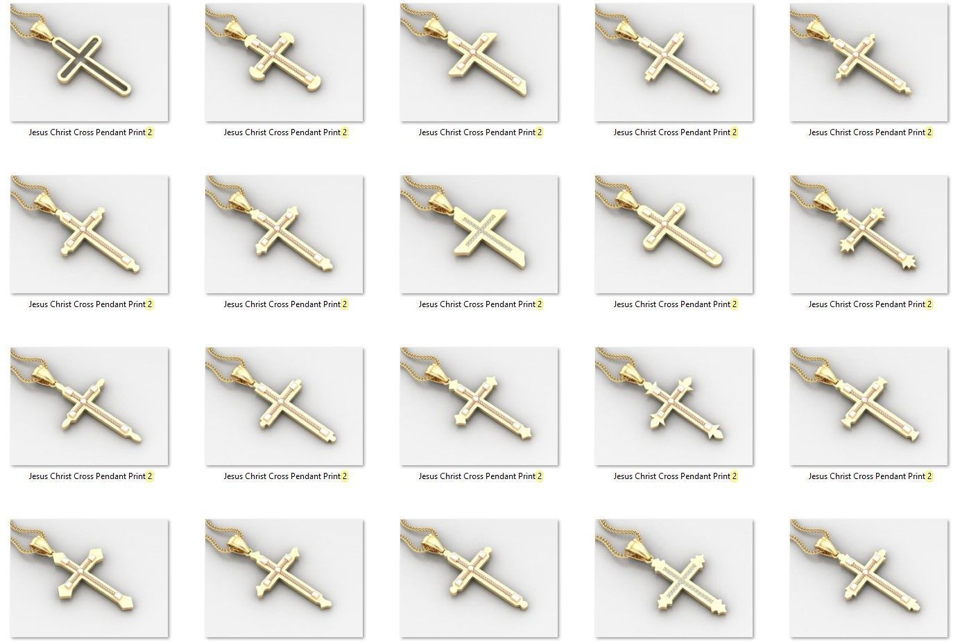 100 Cross Pendant Jewelry Light Gold New Design Bulk Discount 3D print model_2