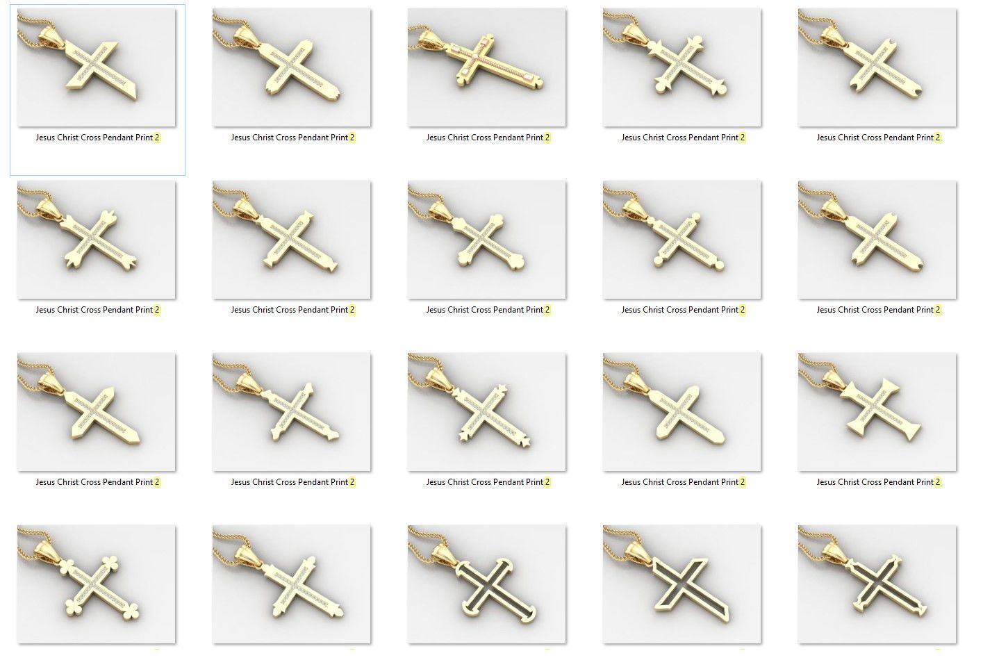 100 Cross Pendant Jewelry Light Gold New Design Bulk Discount 3D print model_4