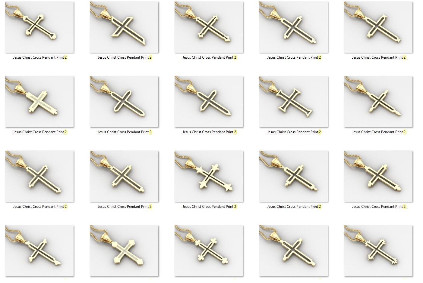 100 Cross Pendant Jewelry Light Gold New Design Bulk Discount 3D print model_3