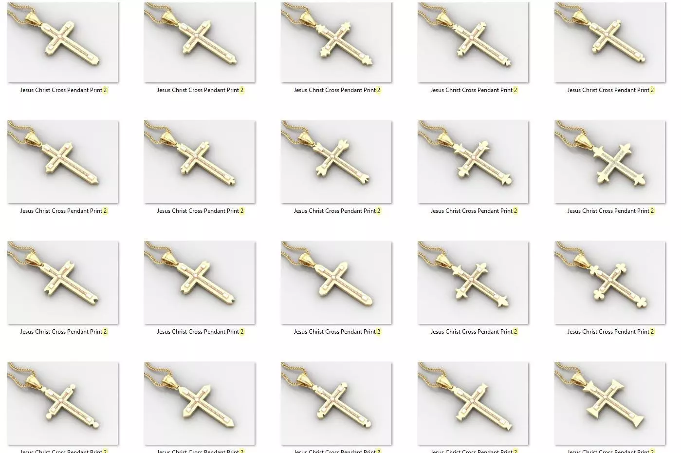 100 Cross Pendant Jewelry Light Gold New Design Bulk Discount 3D print model_0