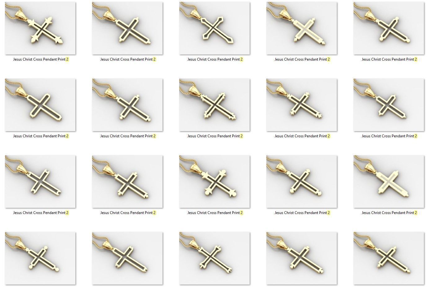 100 Cross Pendant Jewelry Light Gold New Design Bulk Discount 3D print model_1