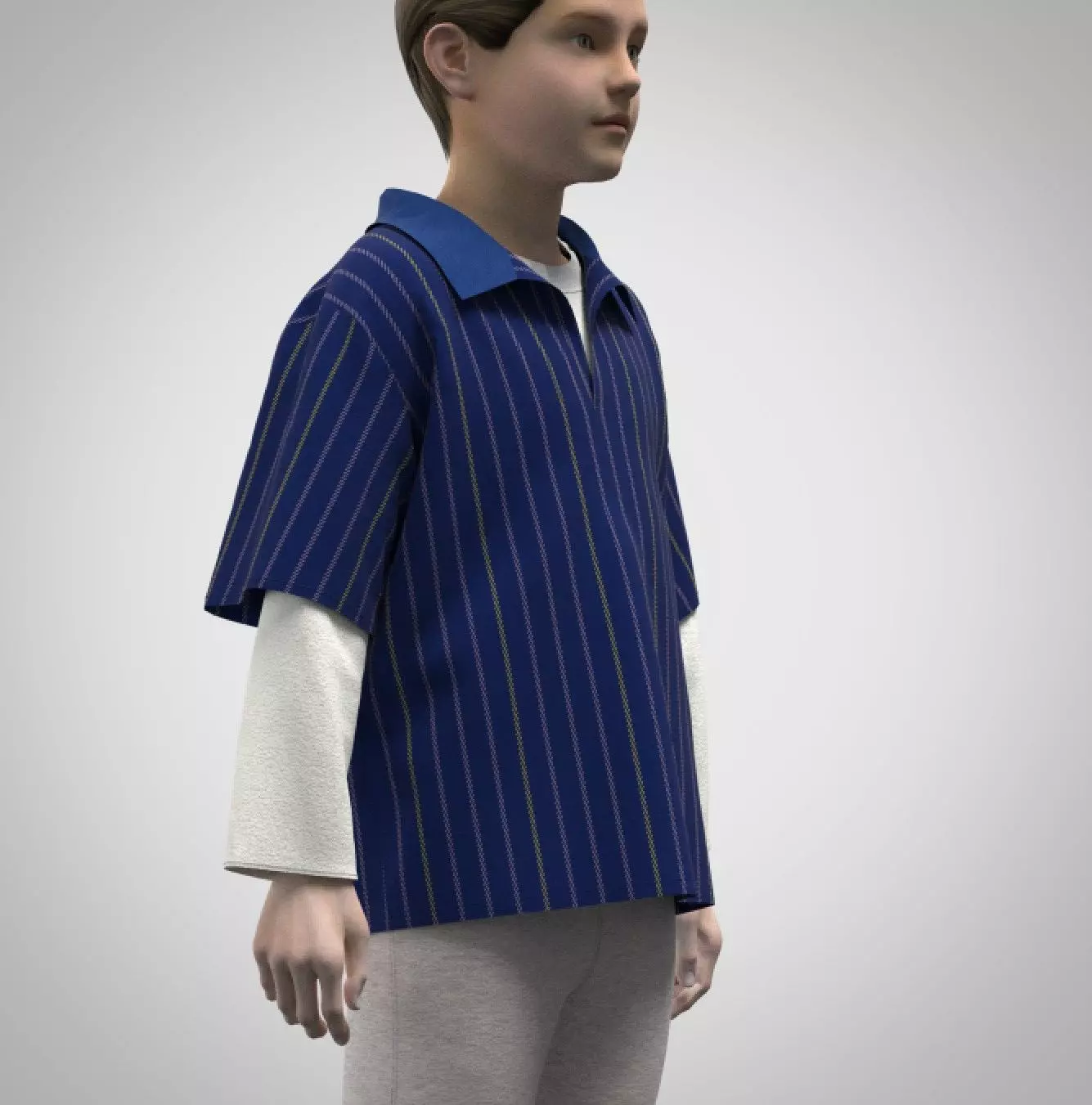 Kid boys polo Rigged Low-poly 3D model