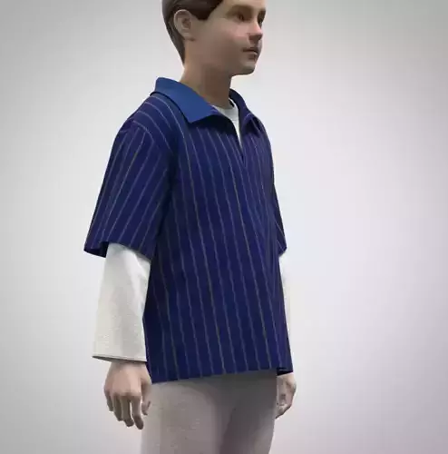 Kid boys polo  Rigged Low-poly 3D model