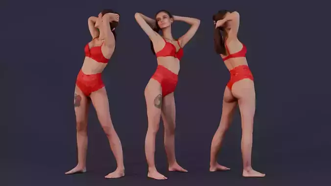 Elegance in Red - Woman in Lingerie