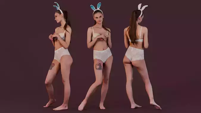 Playful Charm - Bunny Girl in Lace