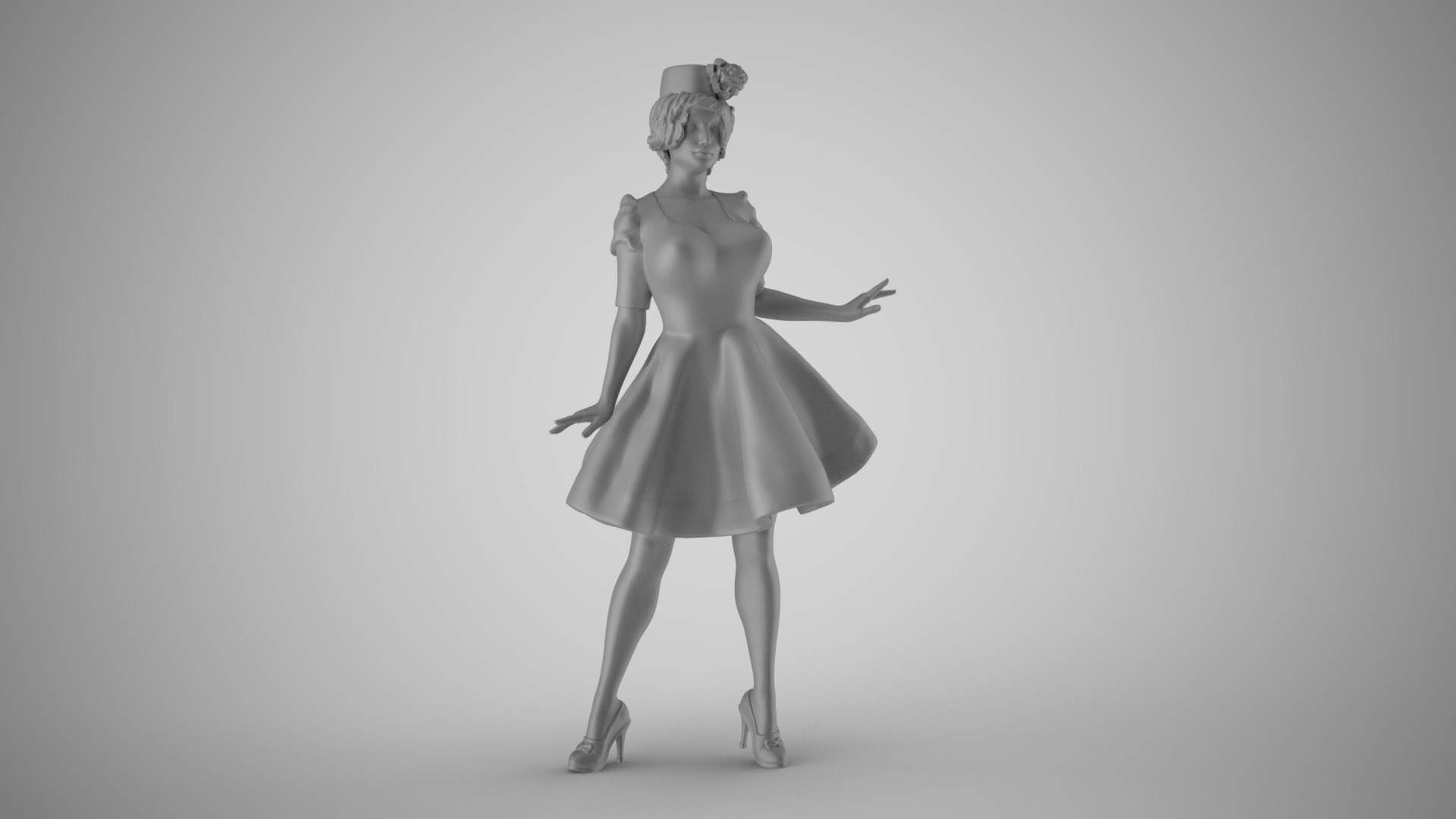 Modern Woman in Past Times 5 3D print model_2