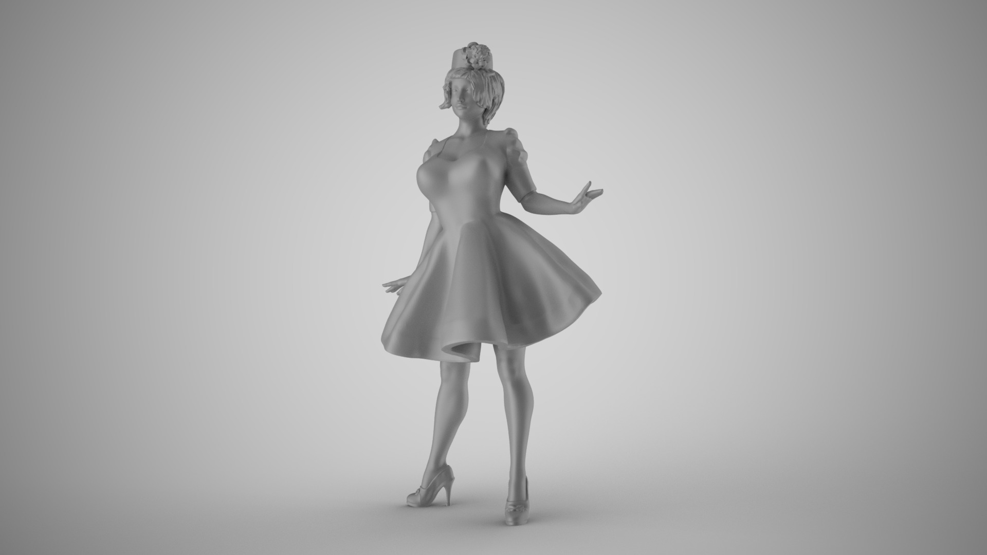 Modern Woman in Past Times 5 3D print model_1