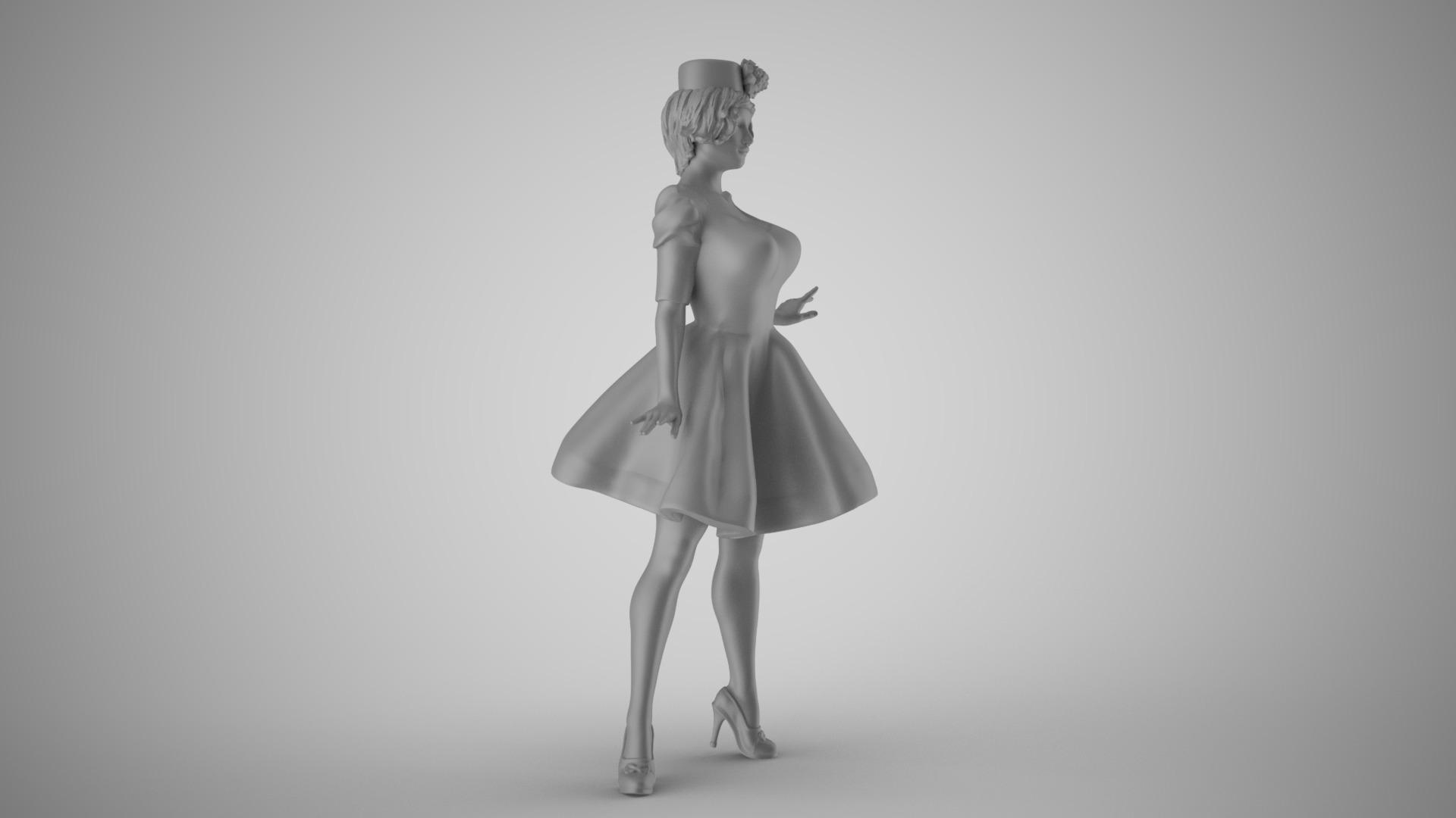 Modern Woman in Past Times 5 3D print model_3