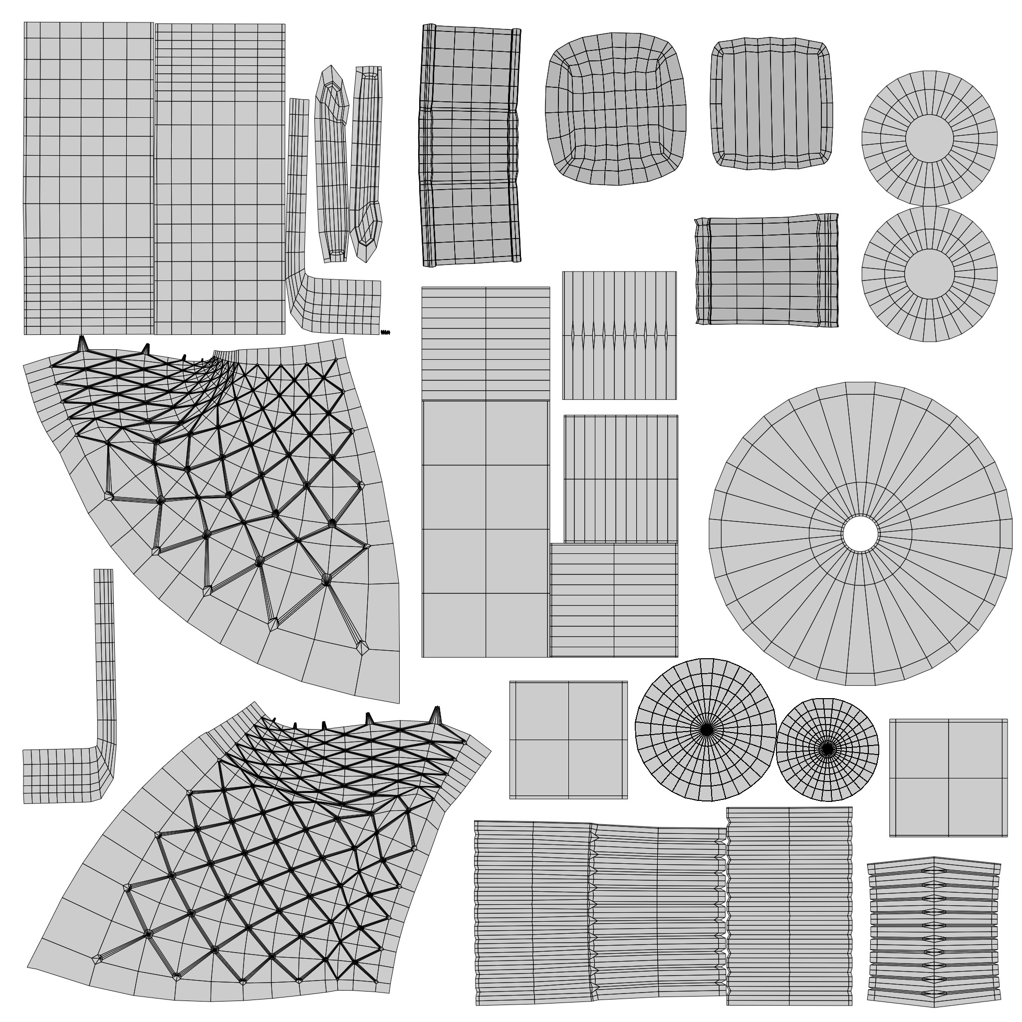 Chesterfield Realistic Leather Sofa Full Set 3ds Max Low-poly 3D model_24