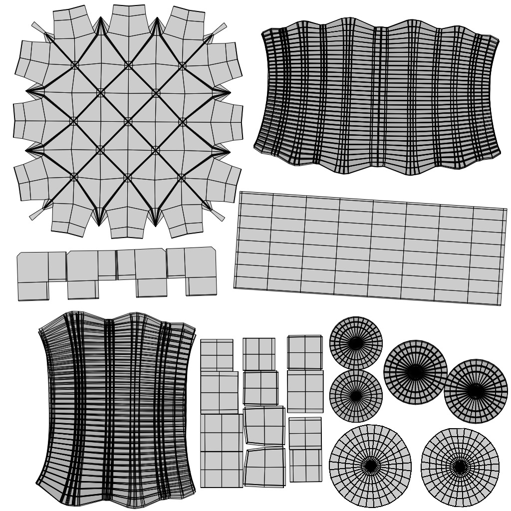 Chesterfield Realistic Leather Sofa Full Set 3ds Max Low-poly 3D model_20