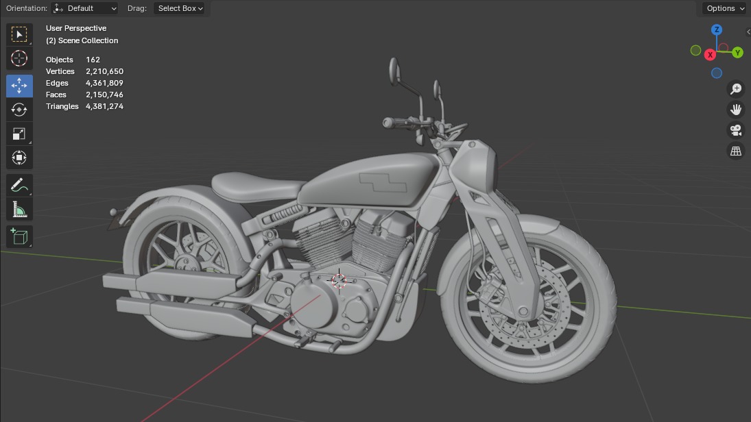 Royal Enfield KX 835 Bobber Motorcycle Low-poly 3D model_4